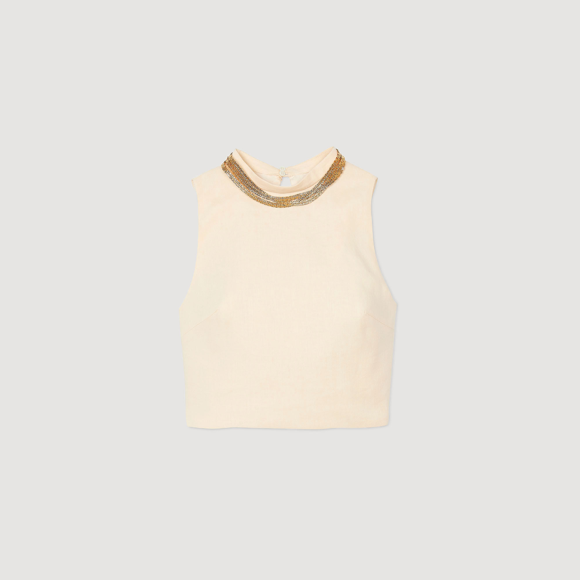 Top corto in maglia con collana