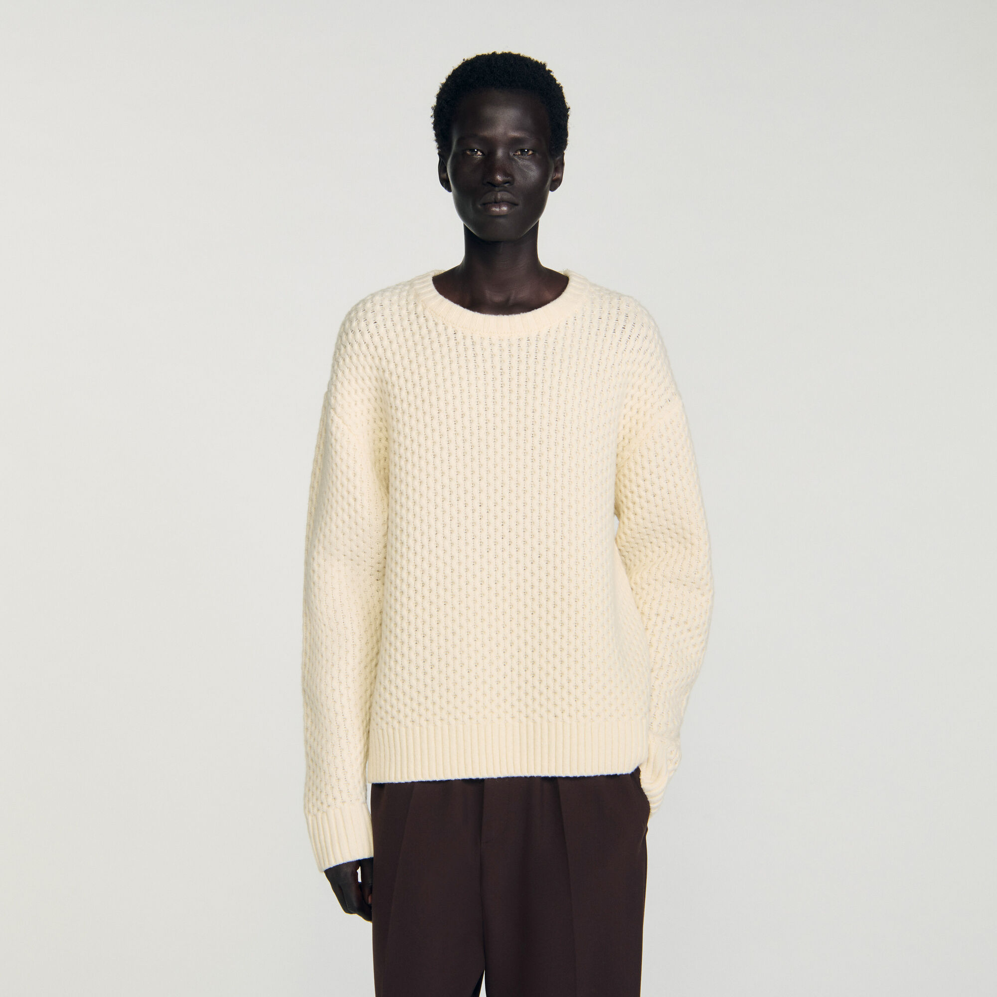 Maglione in lana punto nido d'ape