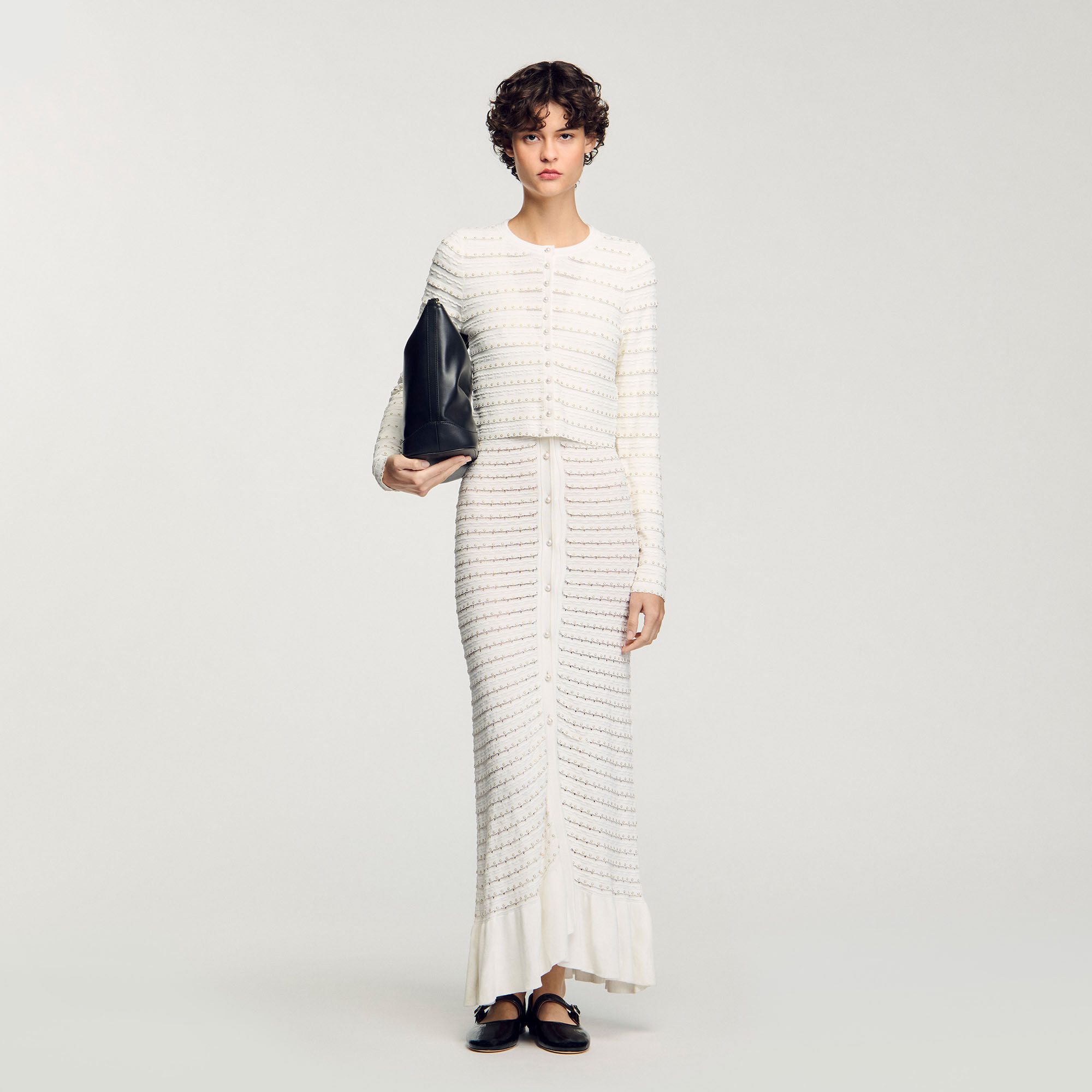 Cardigan corto con perline