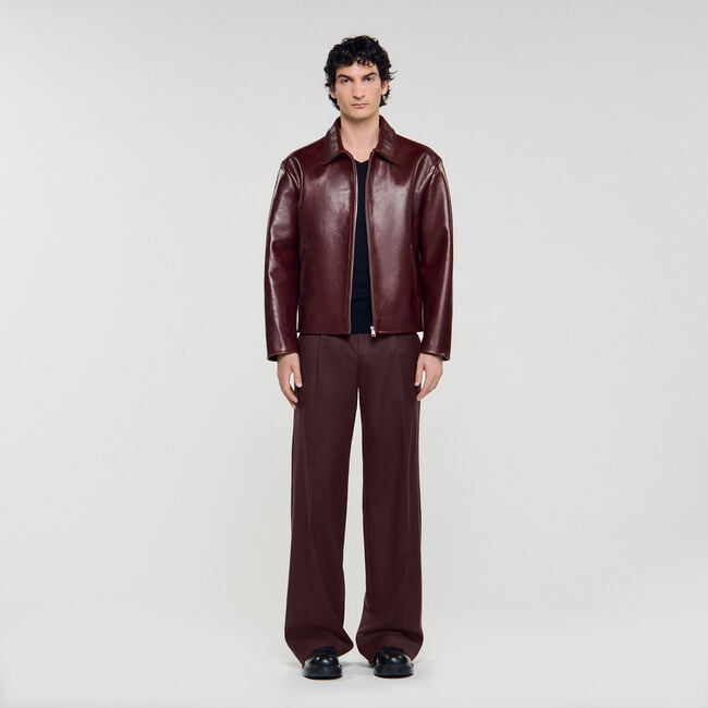 Giubbotto con zip in pelle
