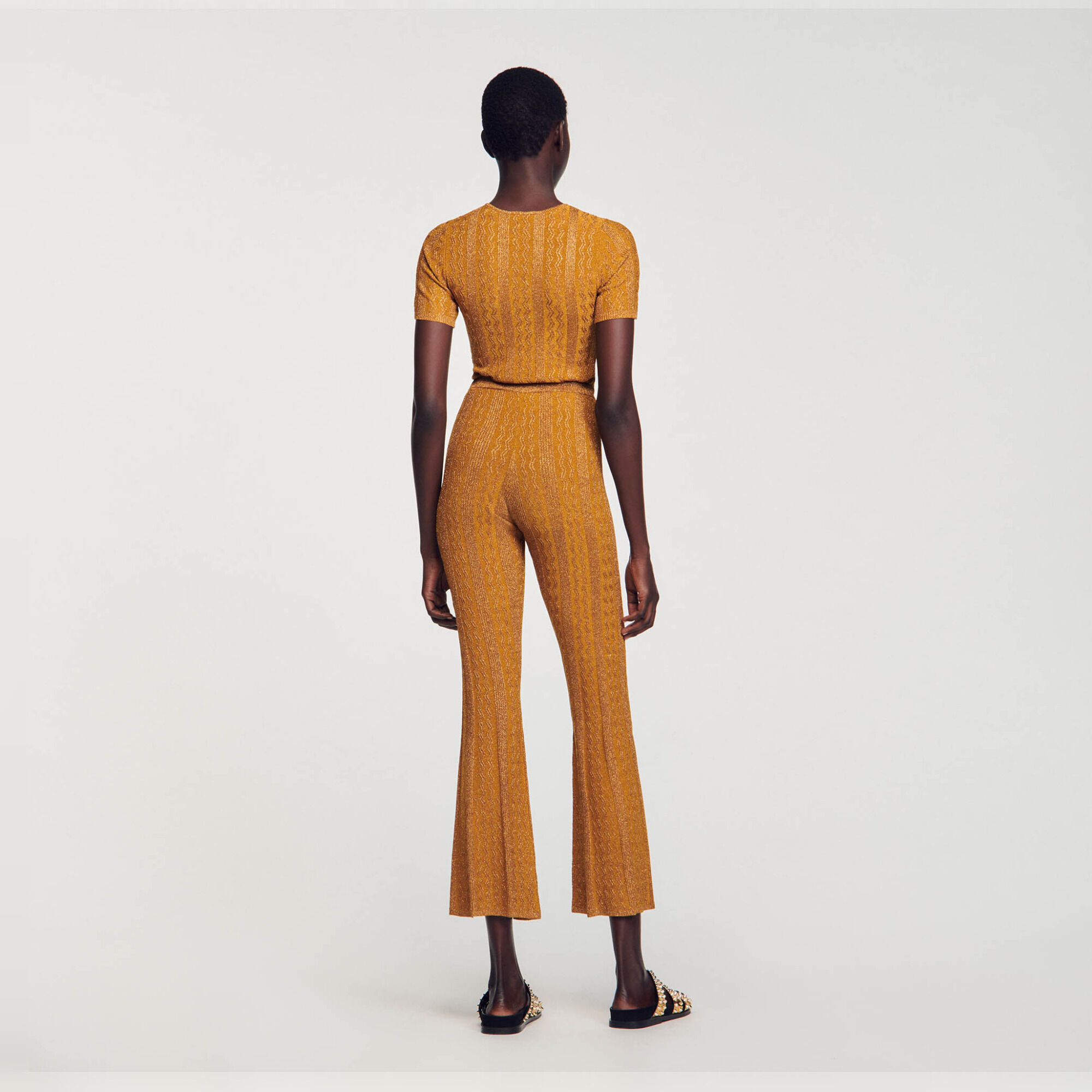 Pantaloni in maglia metallizzata