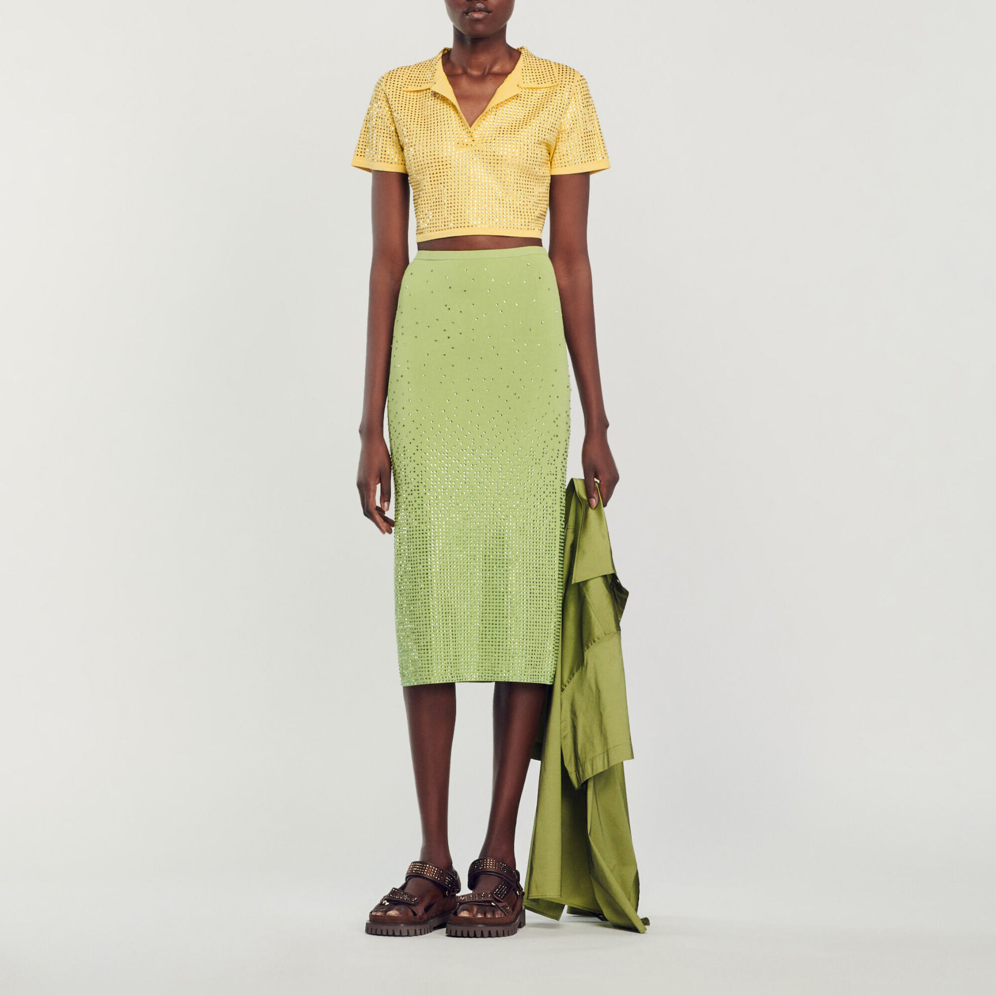 Pullover corto ornato da strass