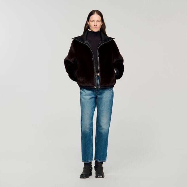 Cappotto corto in ecopelliccia