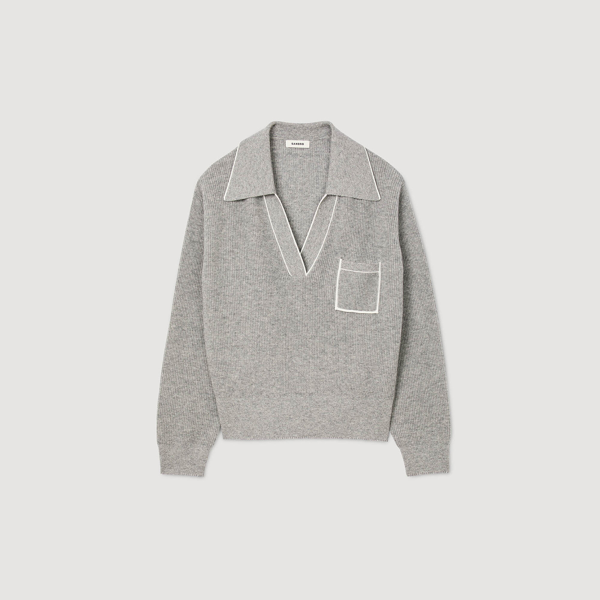 Maglione con colletto a polo aperto