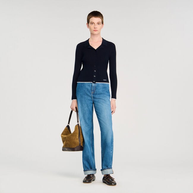 Cardigan corto con colletto polo