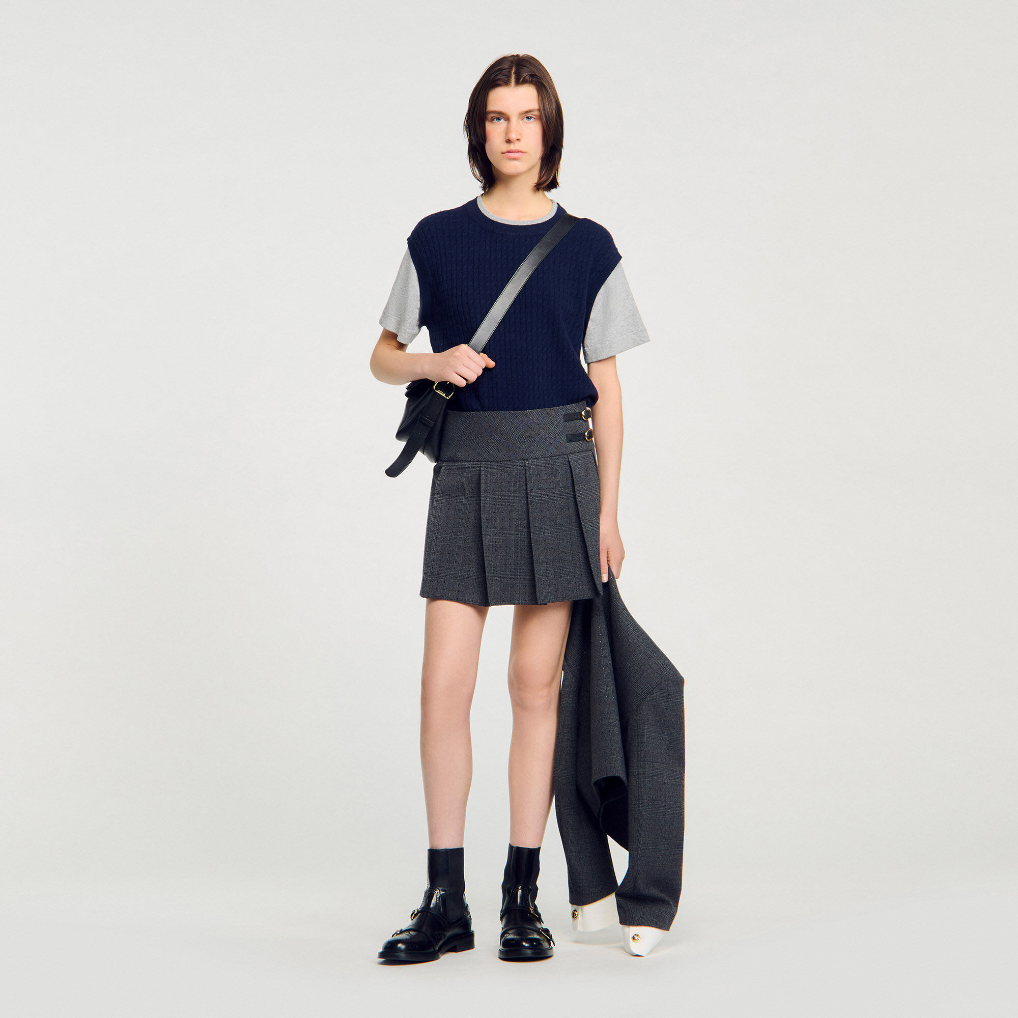 Maglione in maglia bimateriale