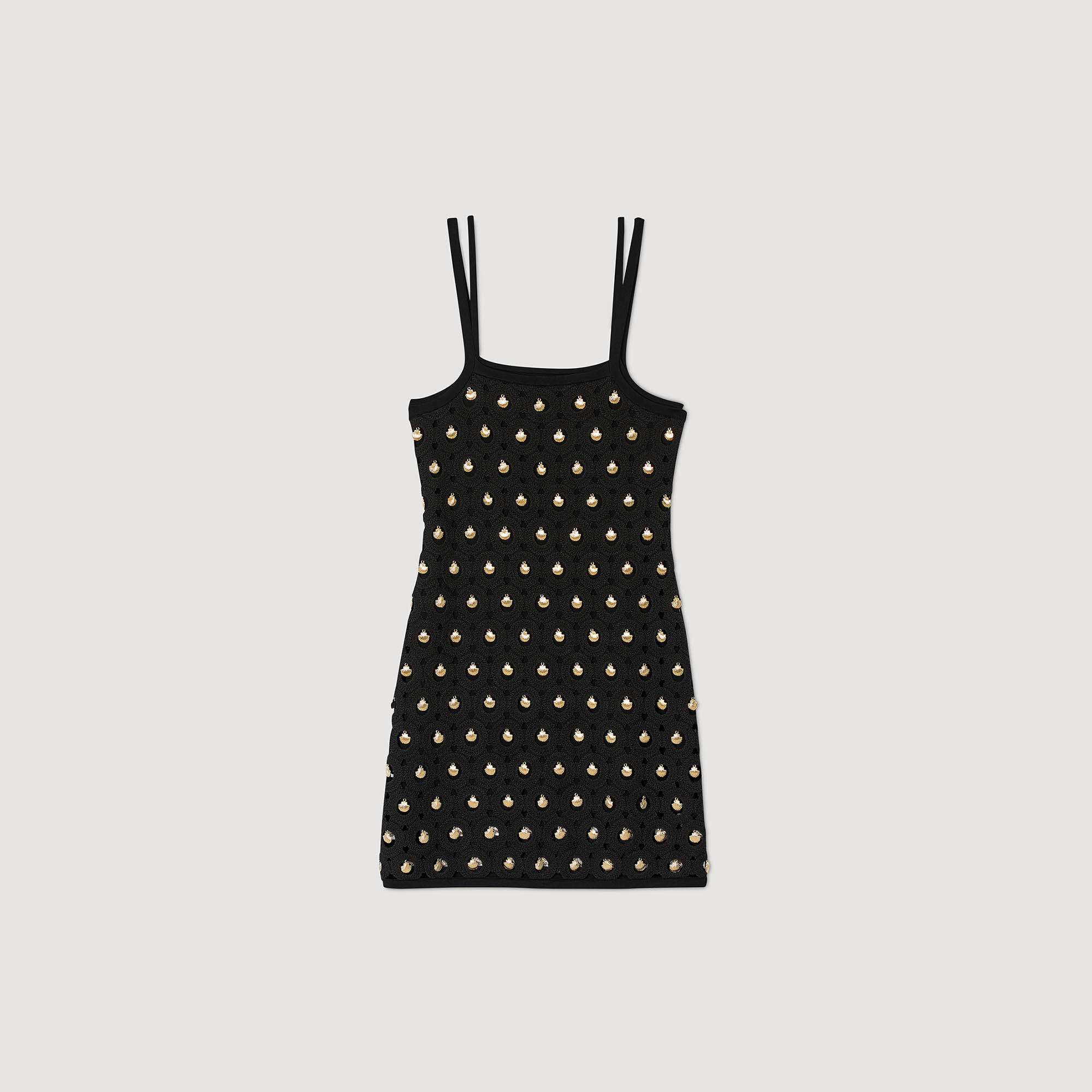 Abito corto con nappine a conchiglia