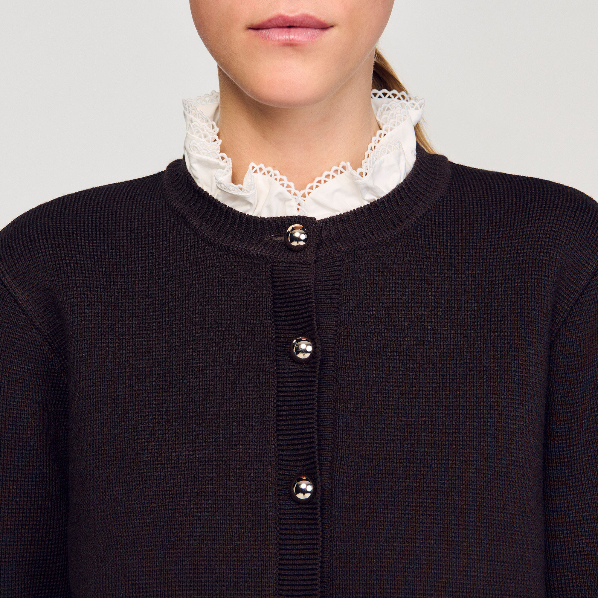 Cardigan colletto volant rimovibile
