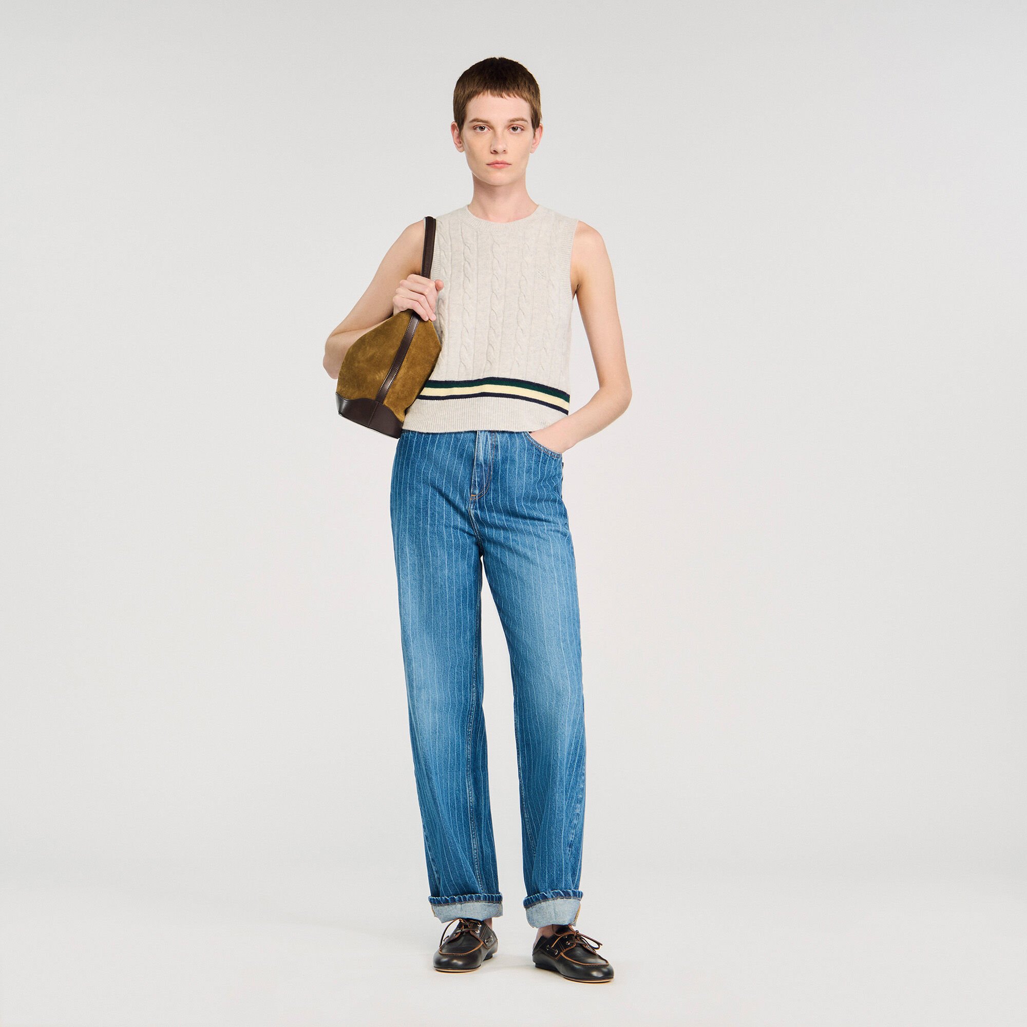 Jeans larghi a righe