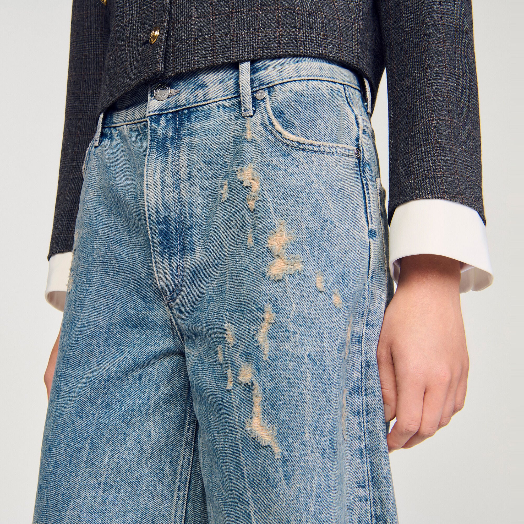 Bermuda jeans effetto stropicciato - Donna | Sandro