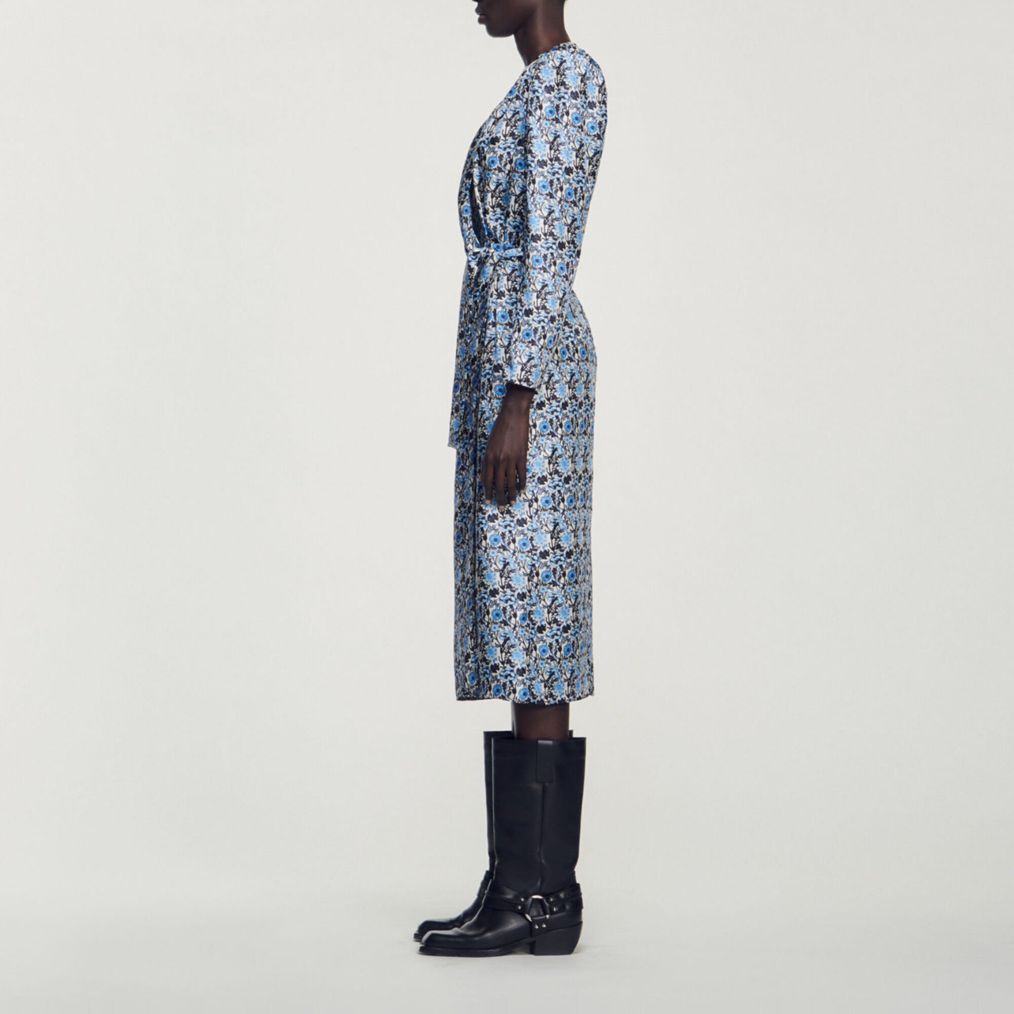 Abito lungo in seta drappeggiata