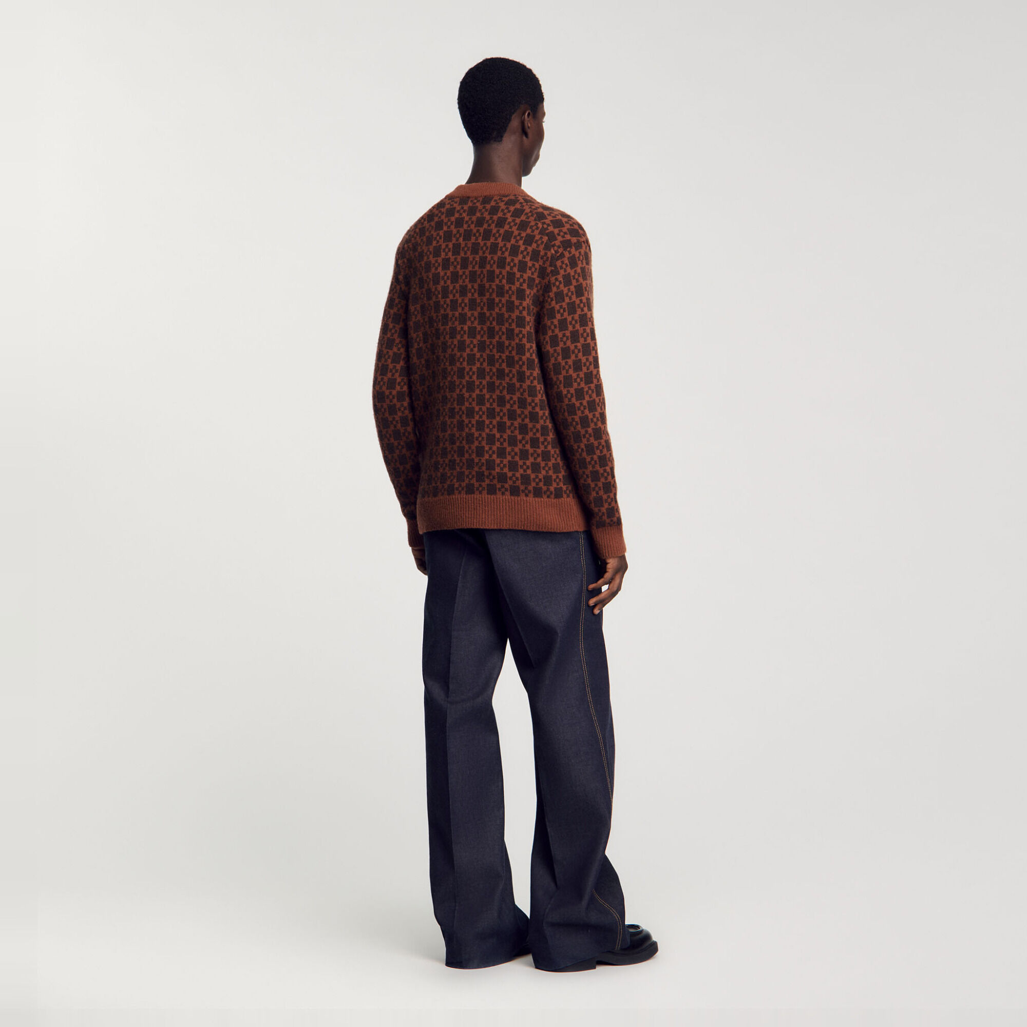 Cardigan jacquard square cross