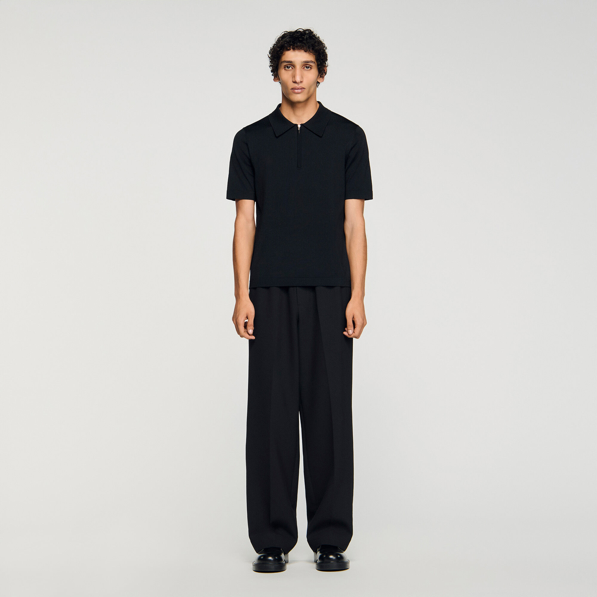 Polo in maglia con colletto con zip