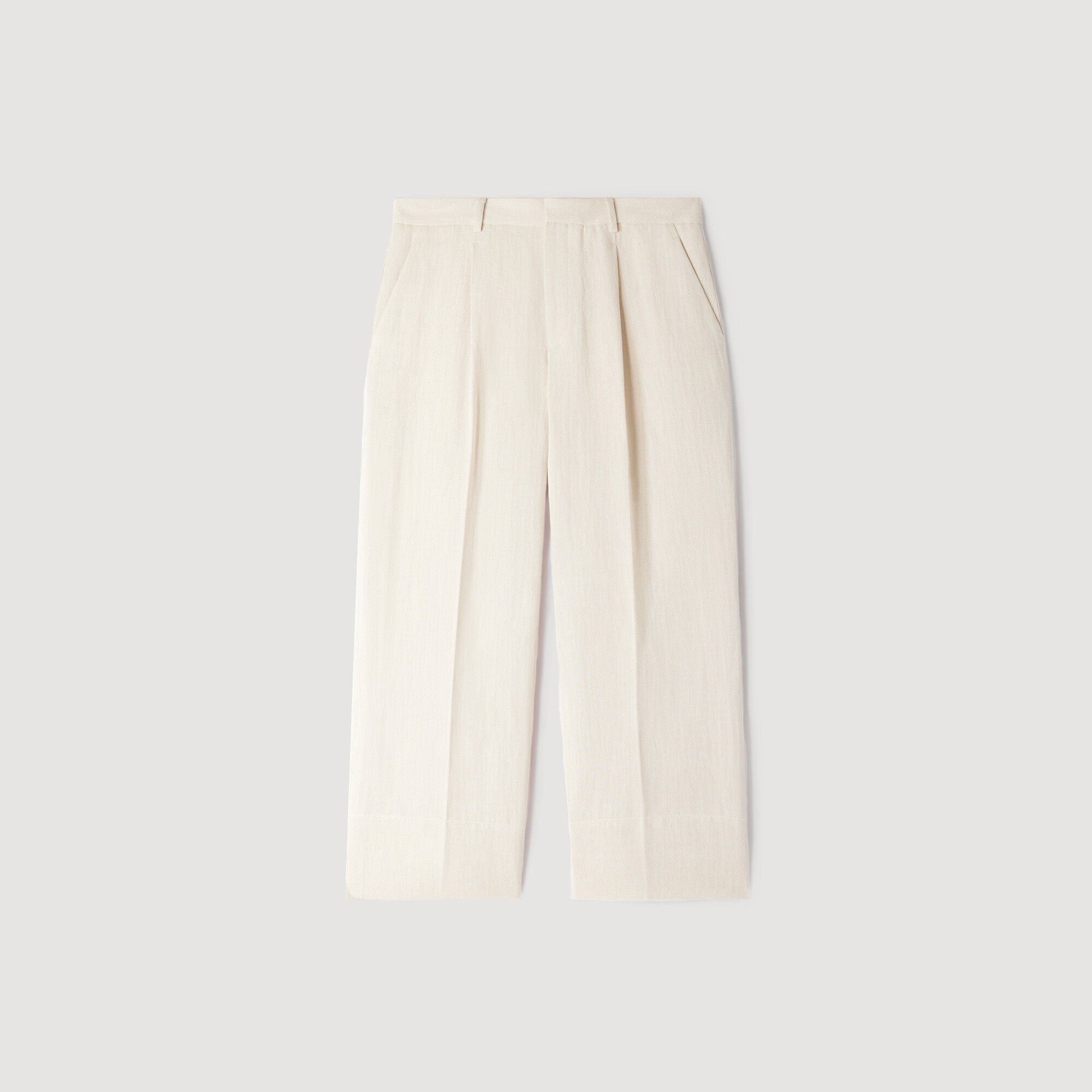 Pantaloni larghi in cotone e lino
