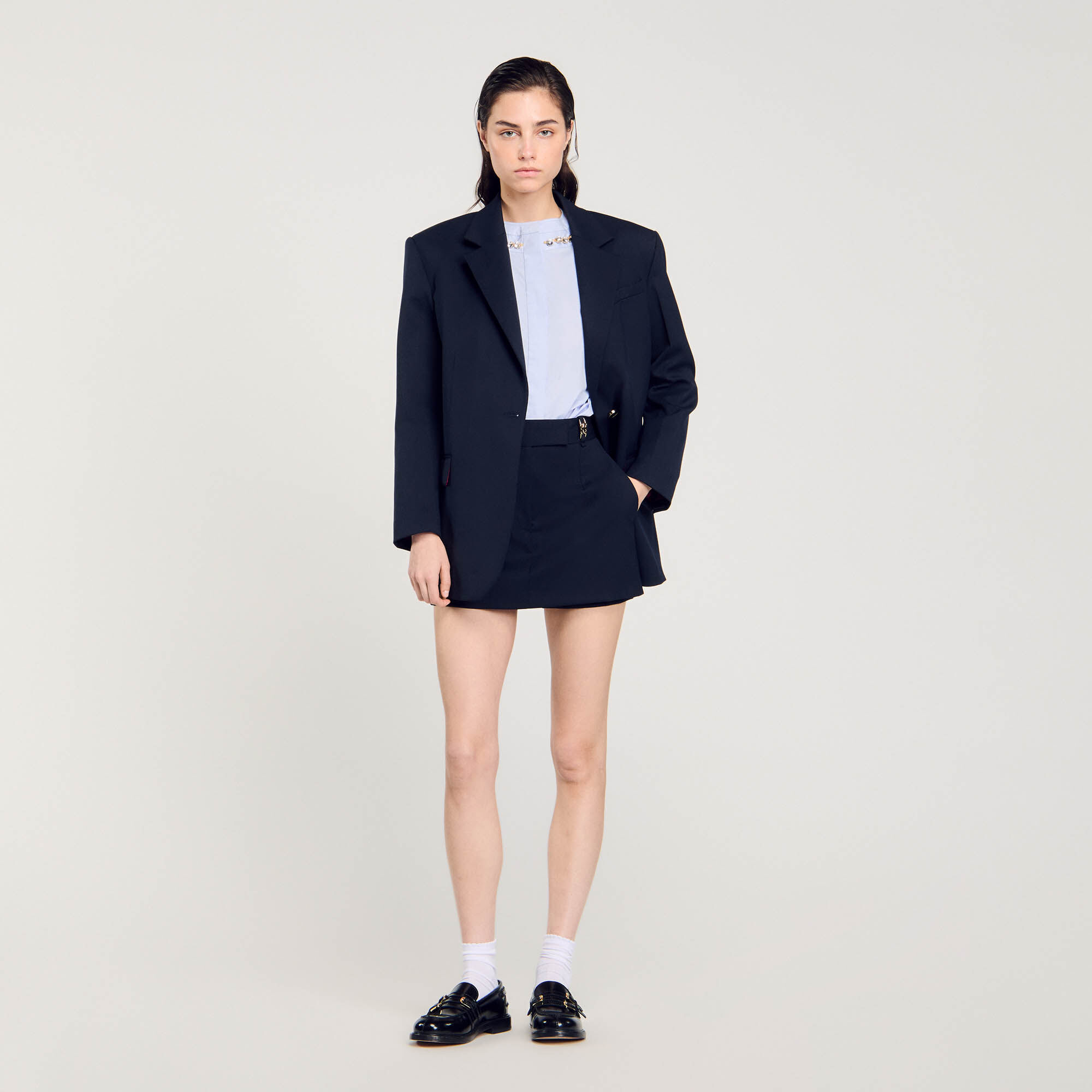 Camicia corta con colletto bijou