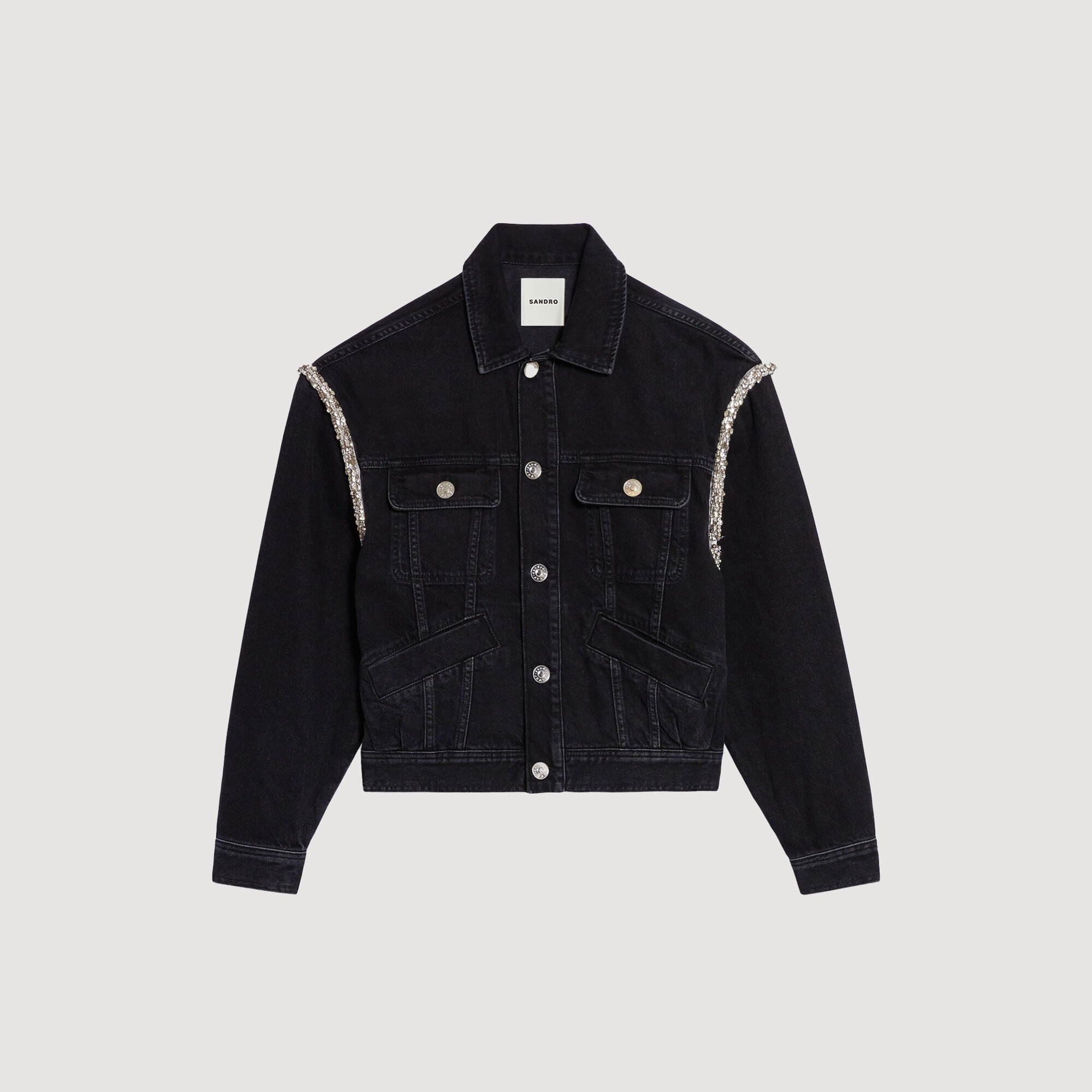 Giacca in jeans oversize con strass