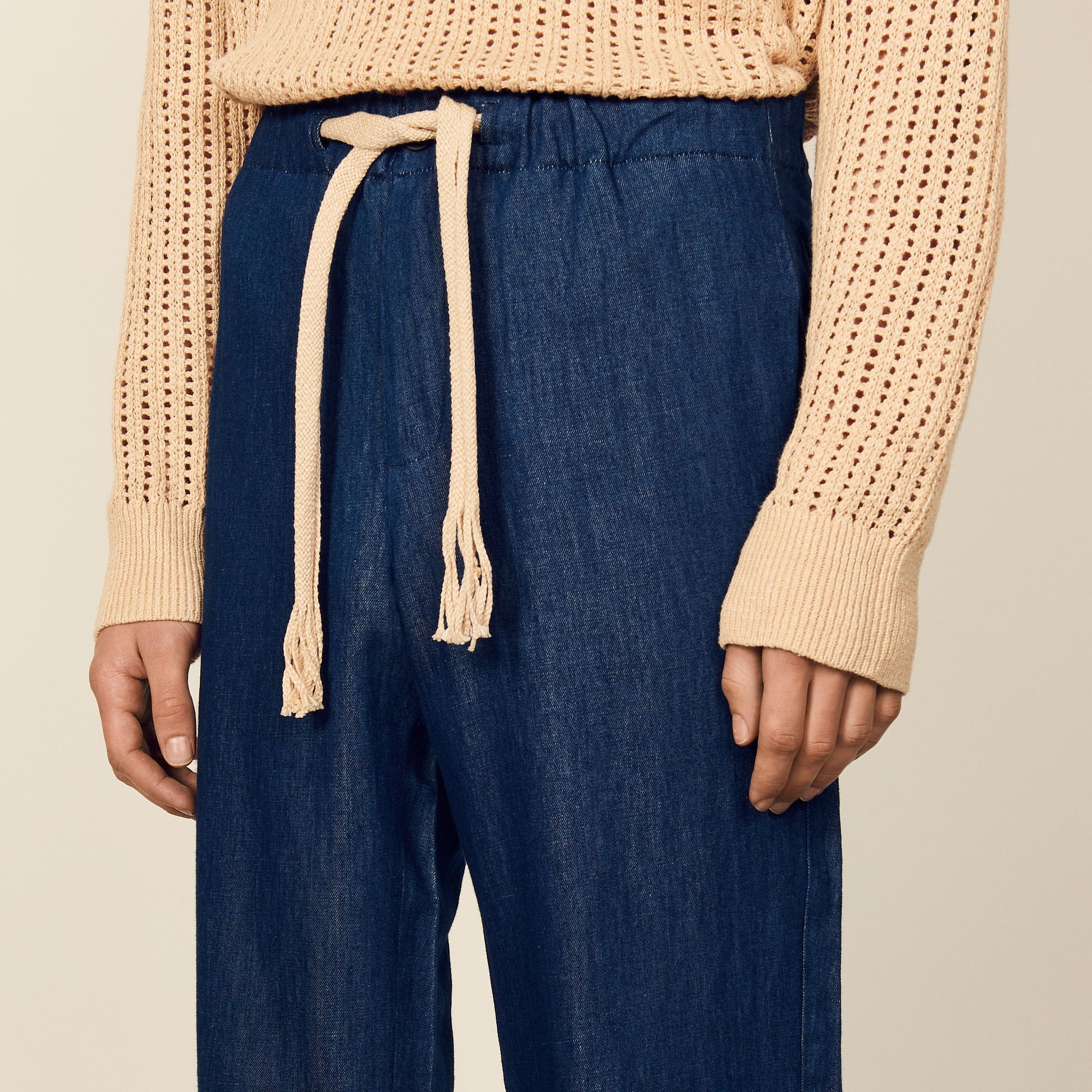 Pantaloni larghi in chambray