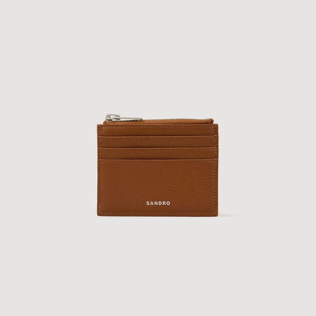 Portacarte zip in pelle martellata
