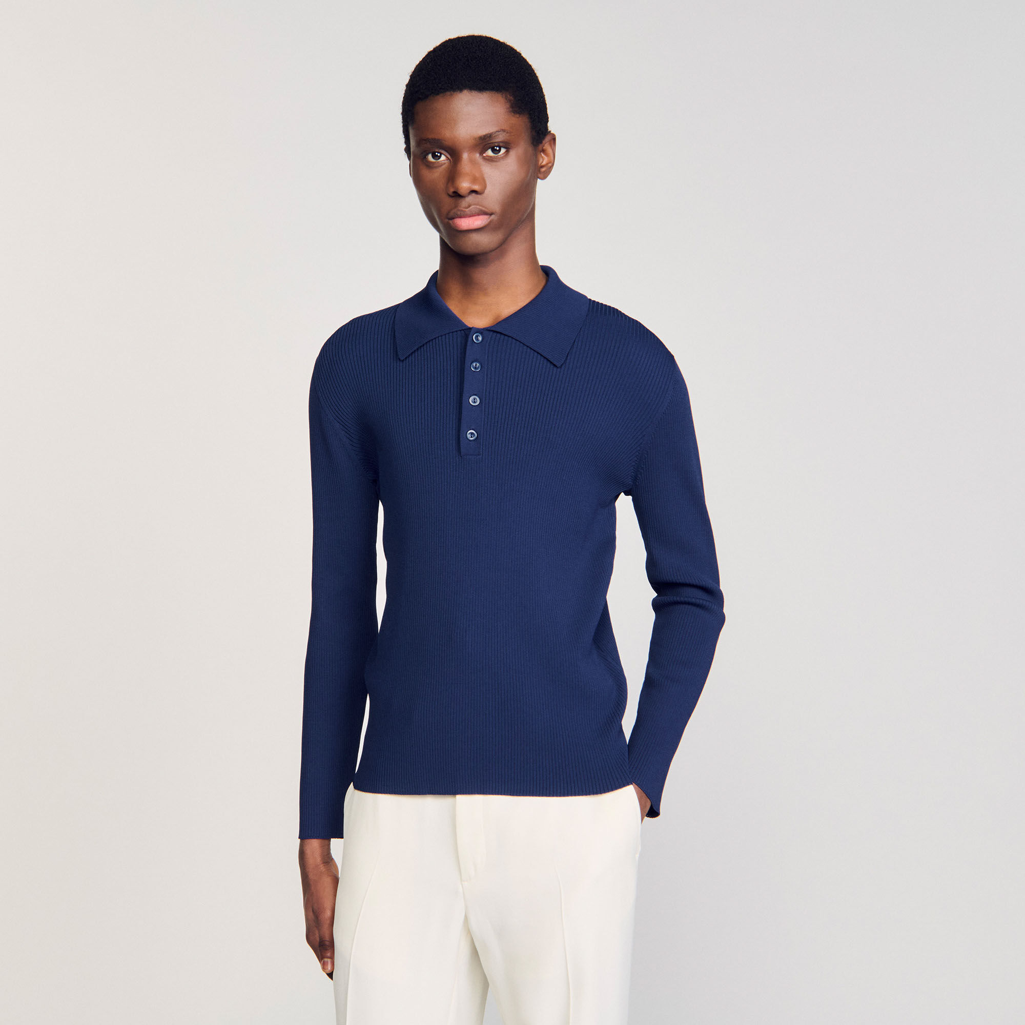 Polo in maglia a coste