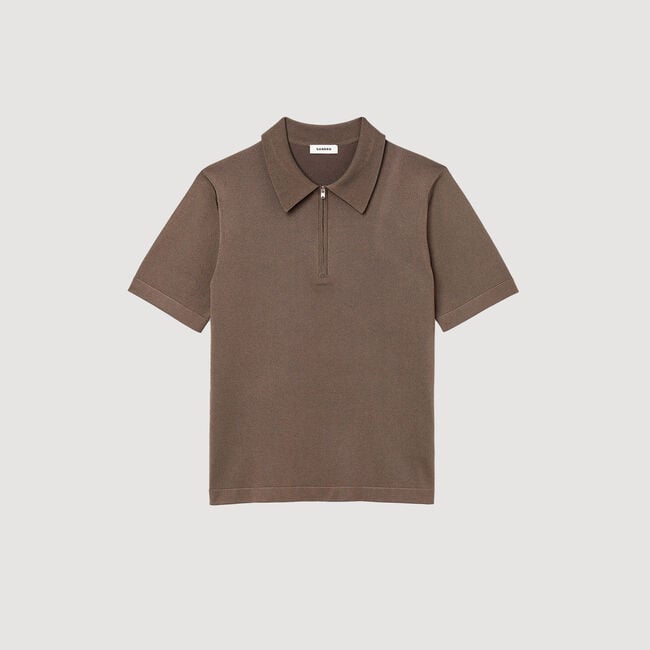 Polo in maglia con colletto con zip