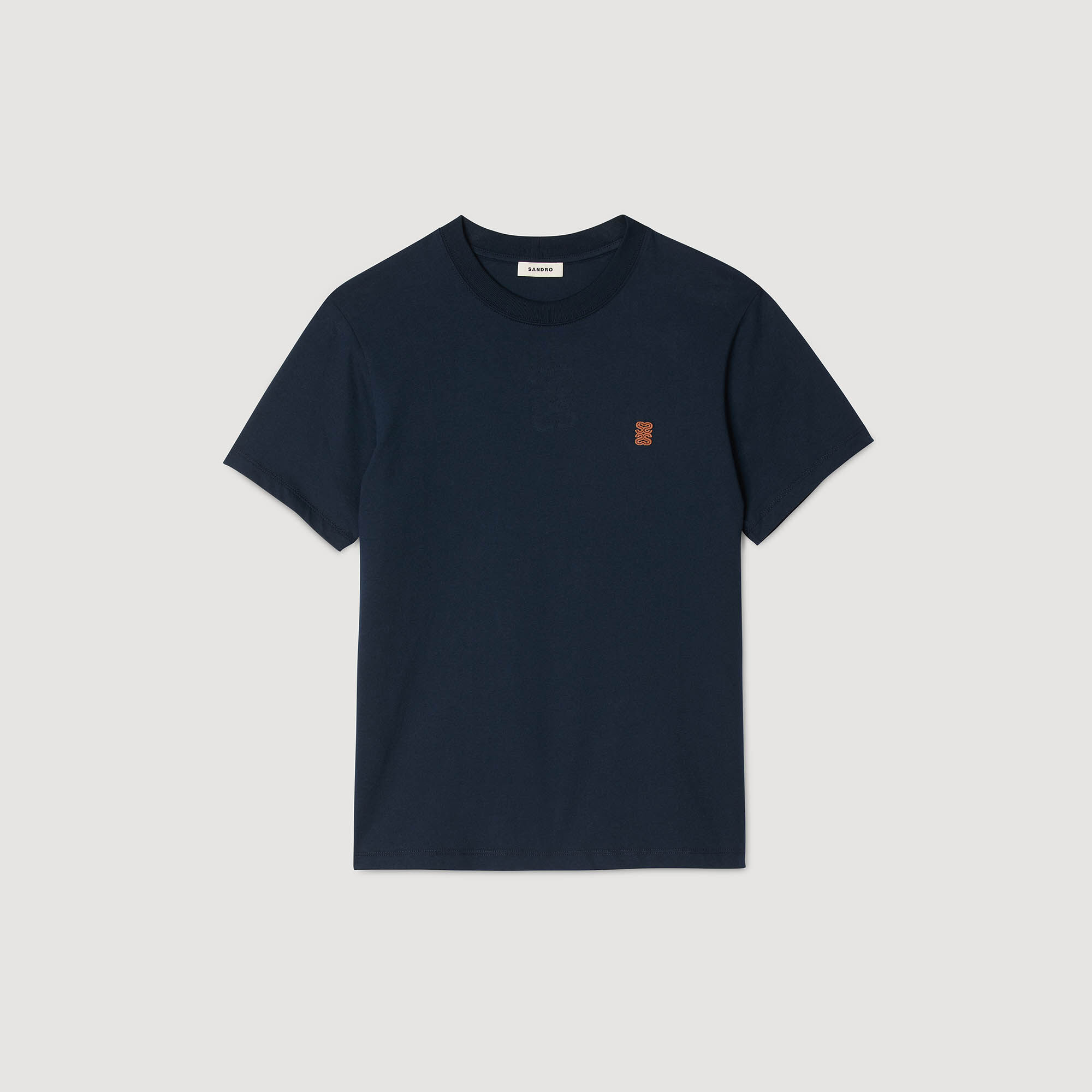 T-shirt con logo in pelle