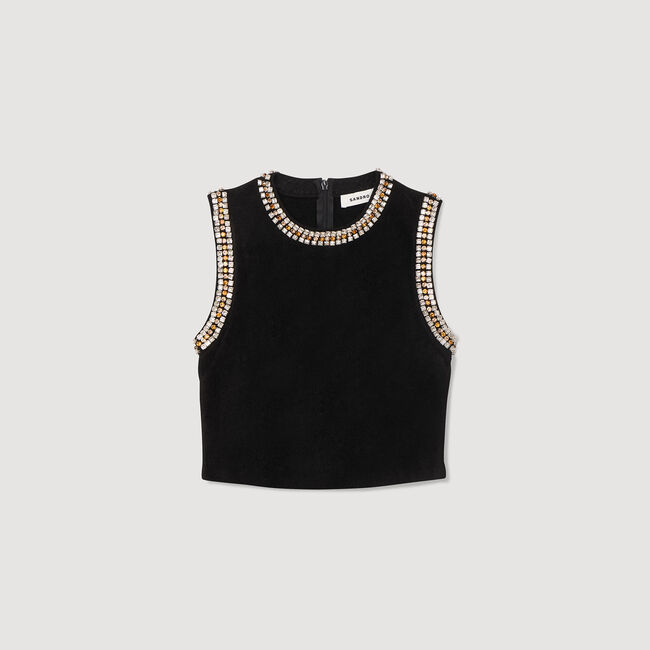Top in maglia con colletto bijoux