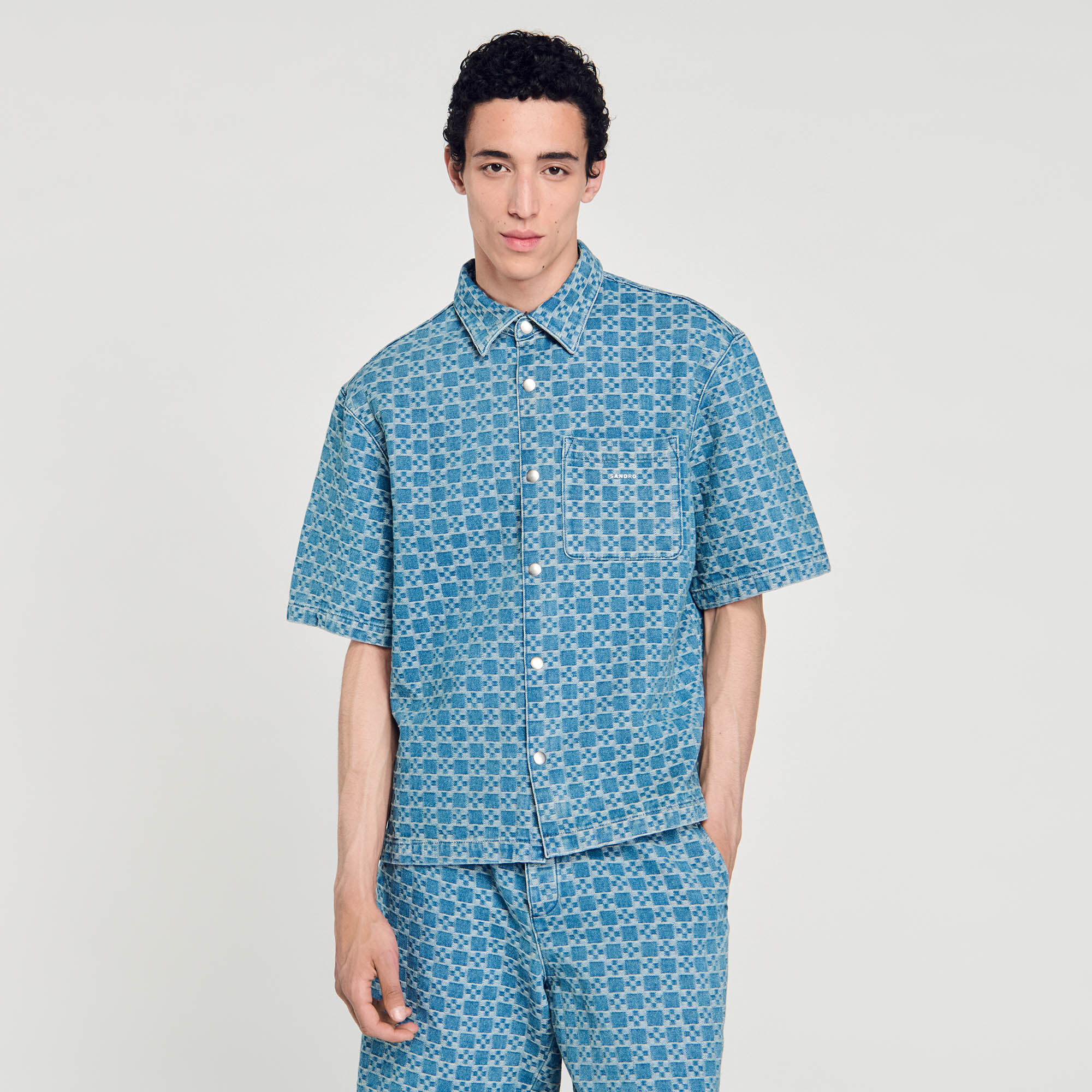 Camicia in denim square cross