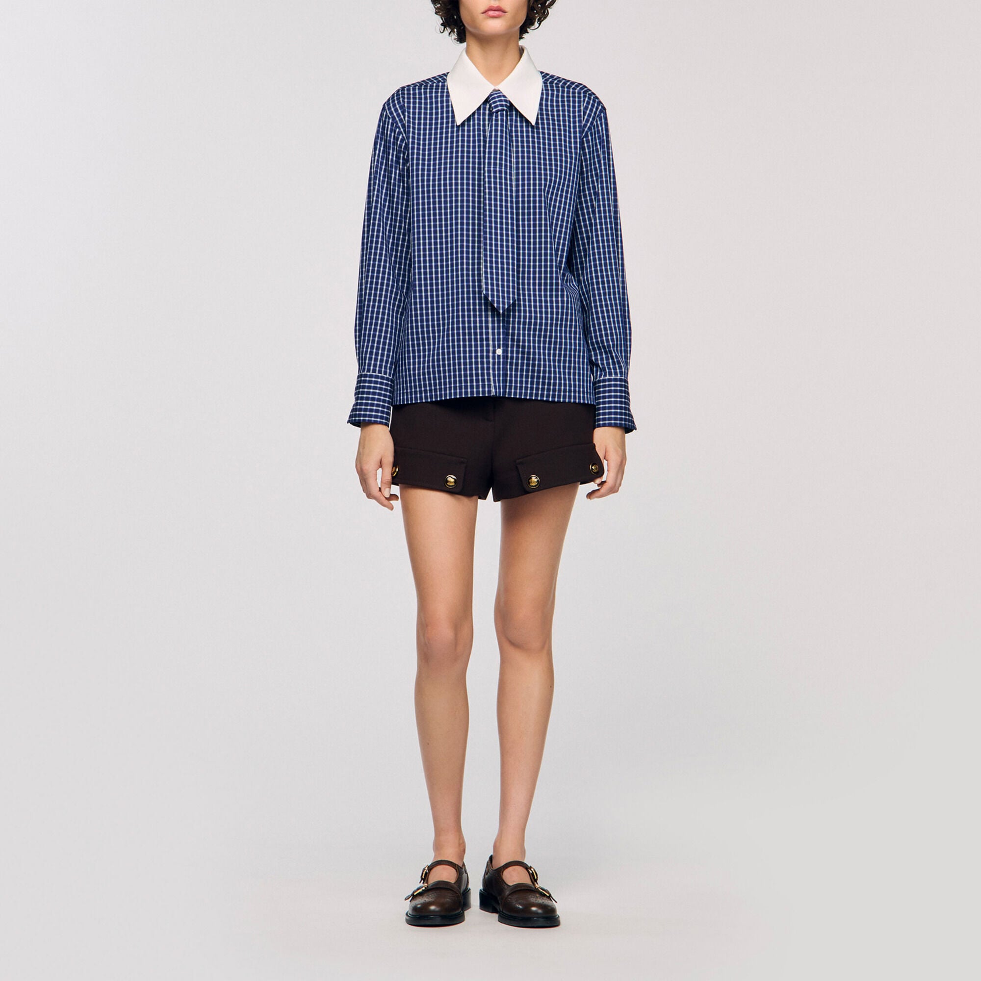 Camicia a quadri e cravatta - Donna | Sandro