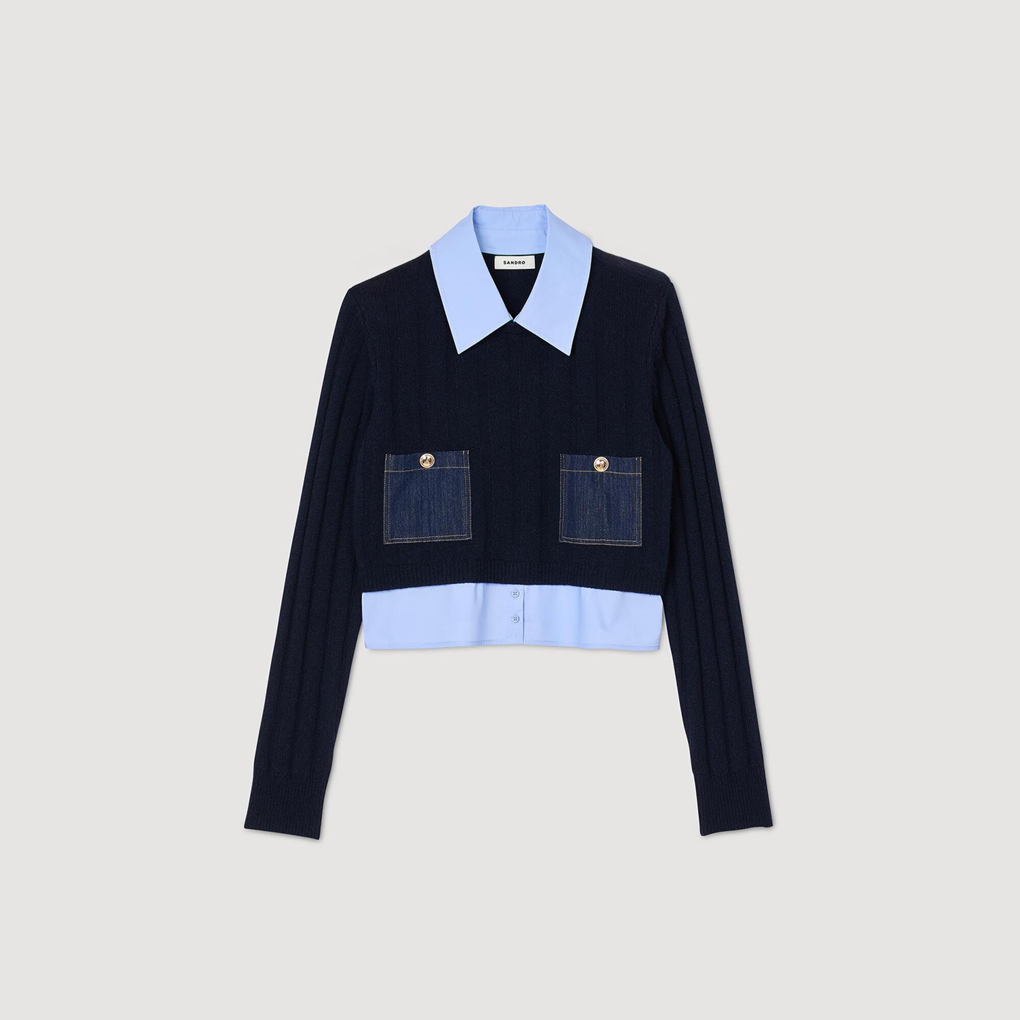 Maglione corto in lana e cashmere