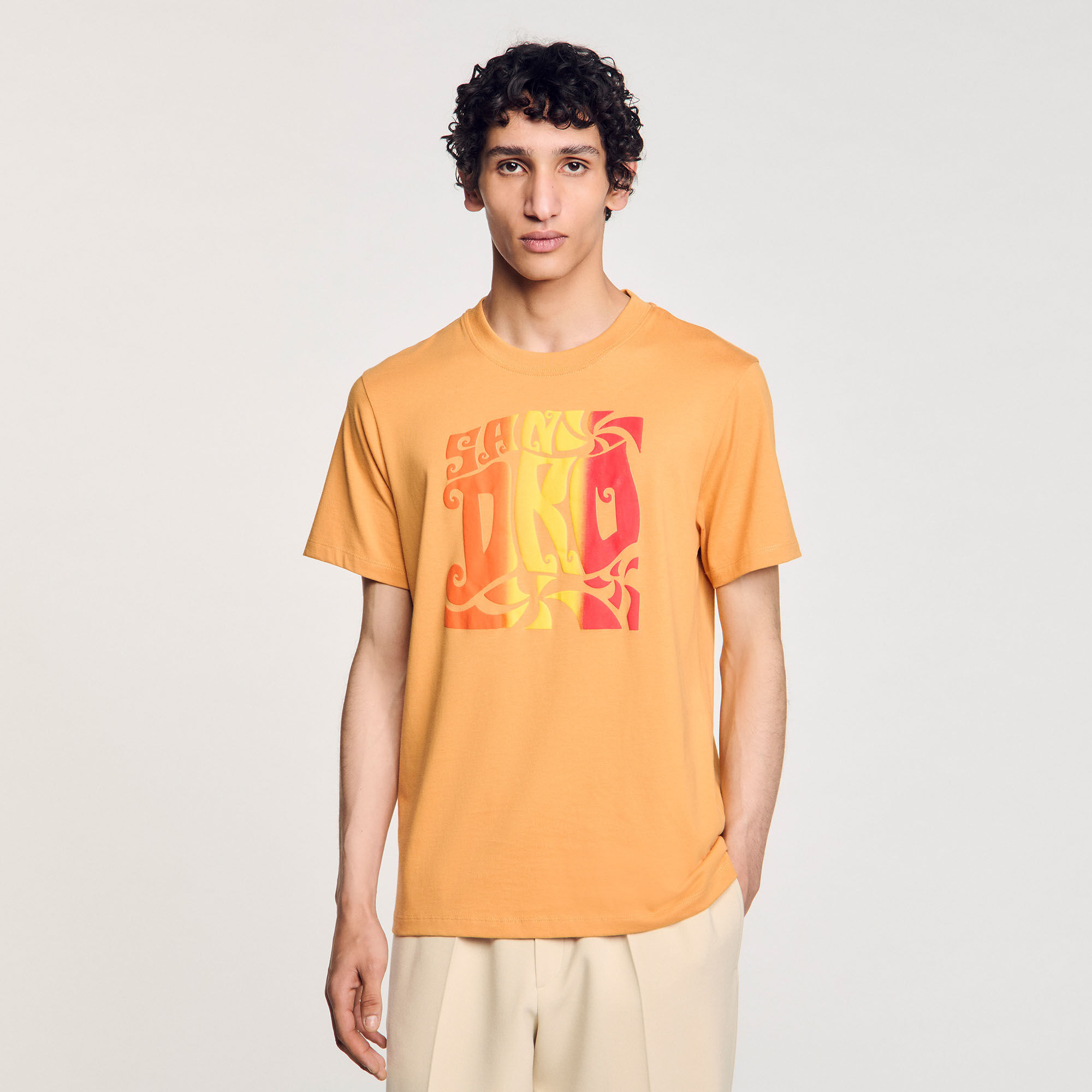 T-shirt in cotone con stampa a onde