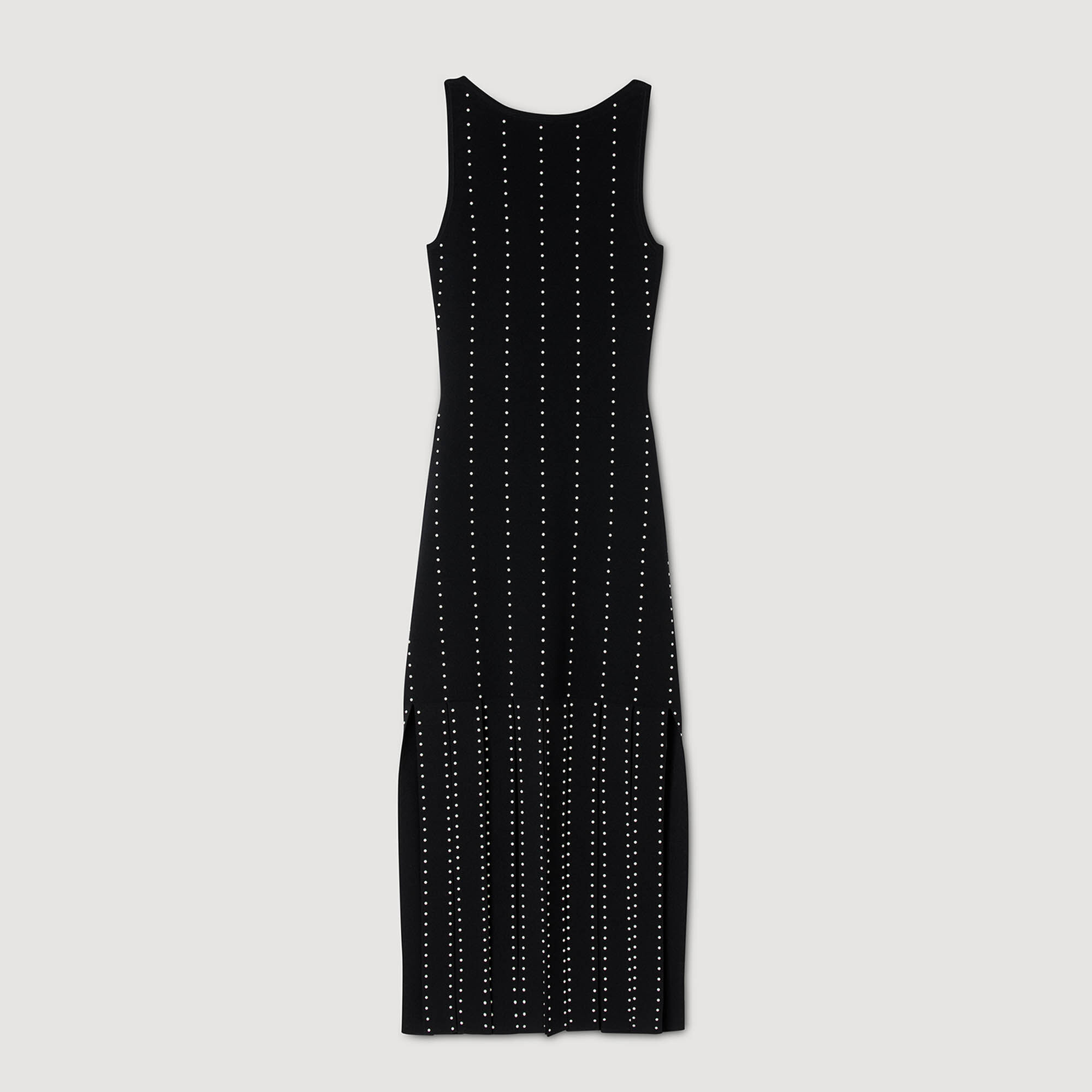 Abito lungo in maglia con frange