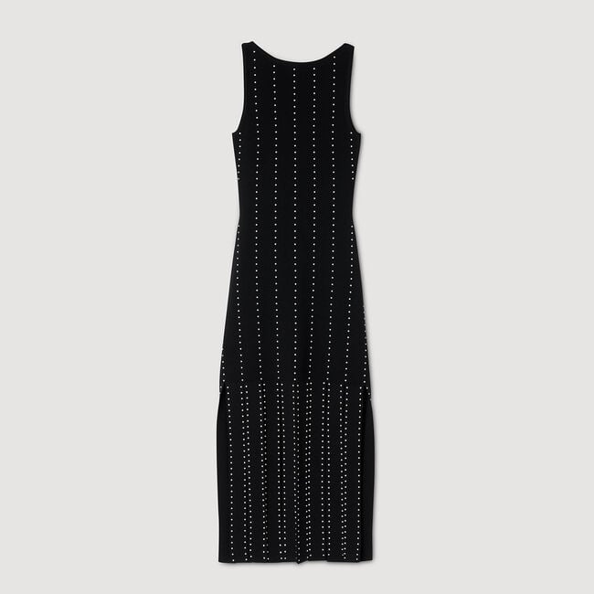 Abito lungo in maglia con frange