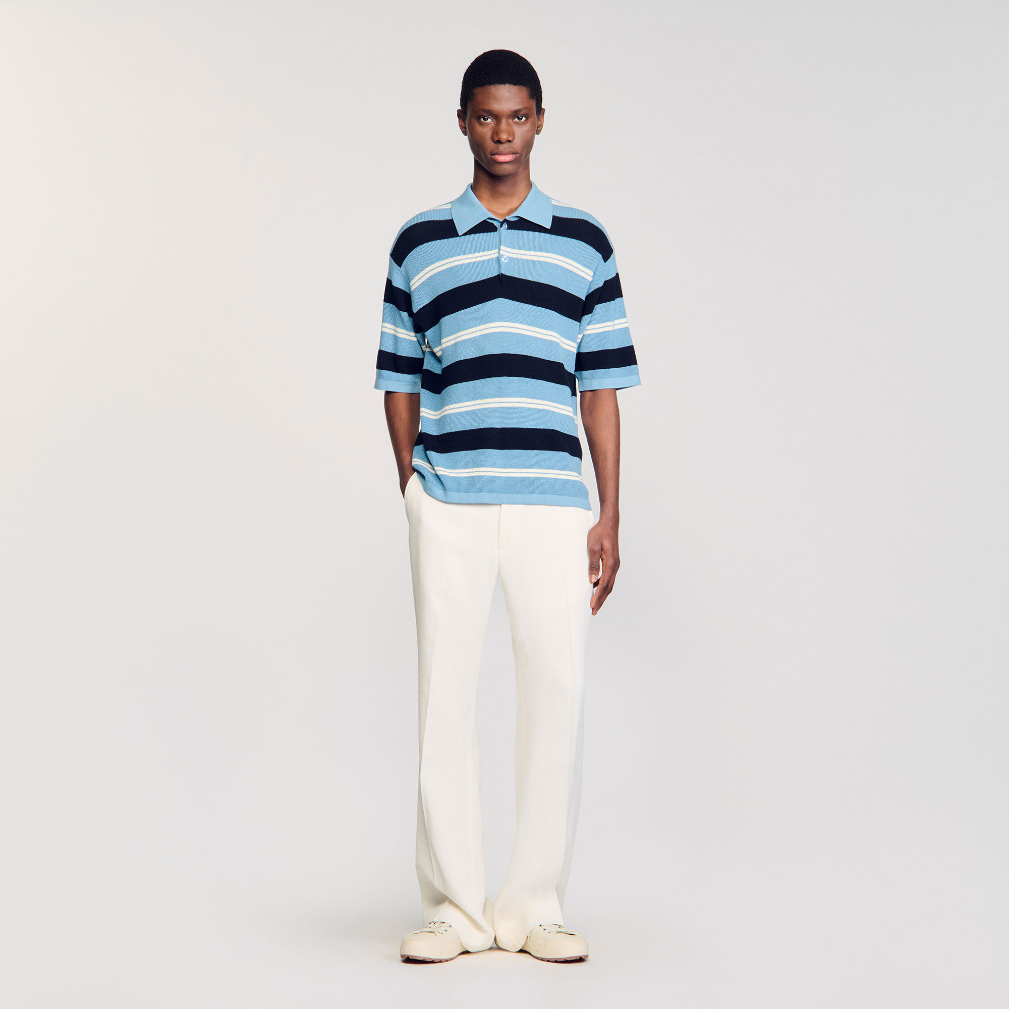 Polo a righe in maglia