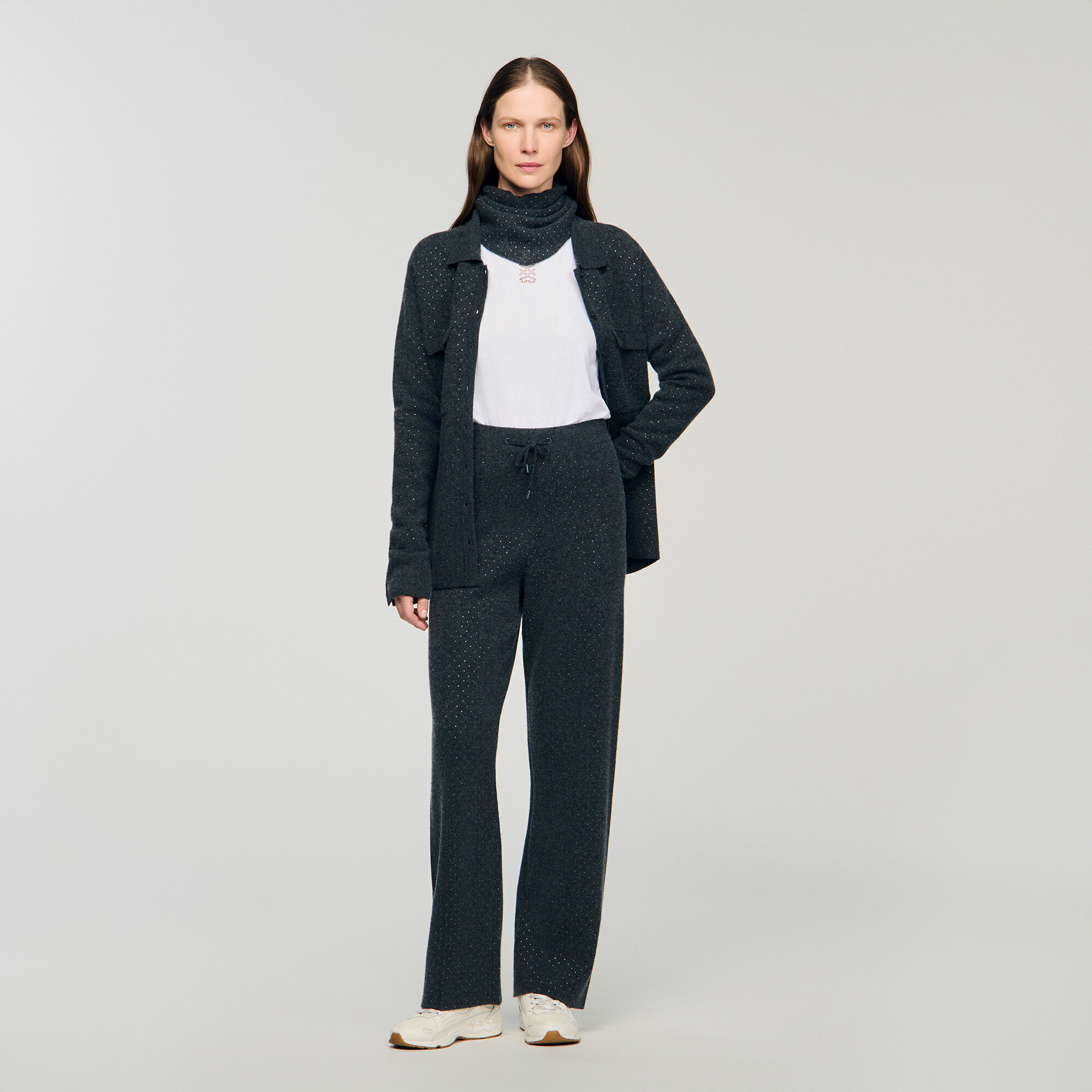 Pantaloni glitterati in maglia
