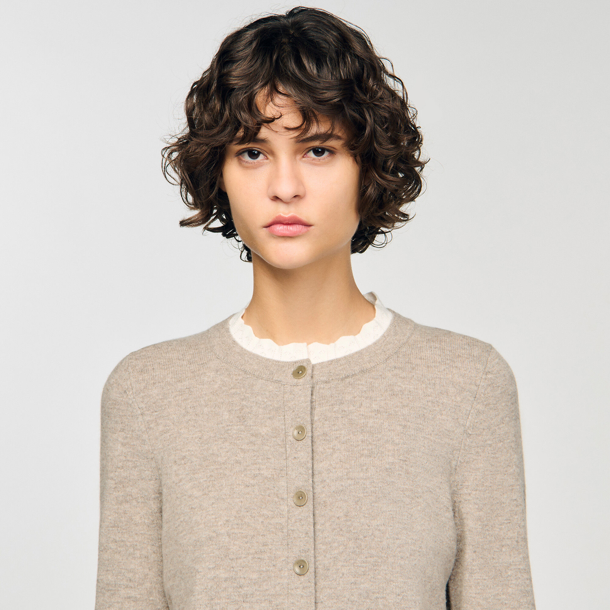 Cardigan con colletto a contrasto