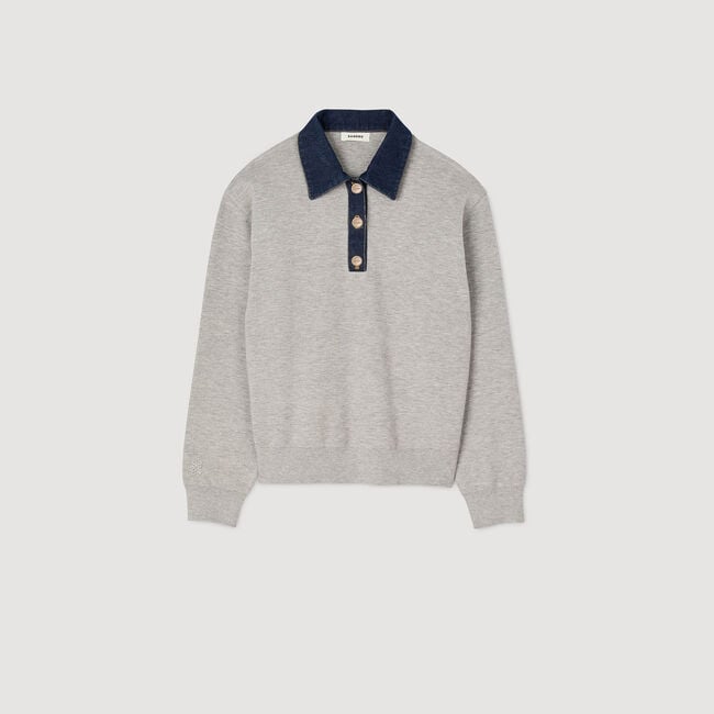 Maglione con colletto in jeans