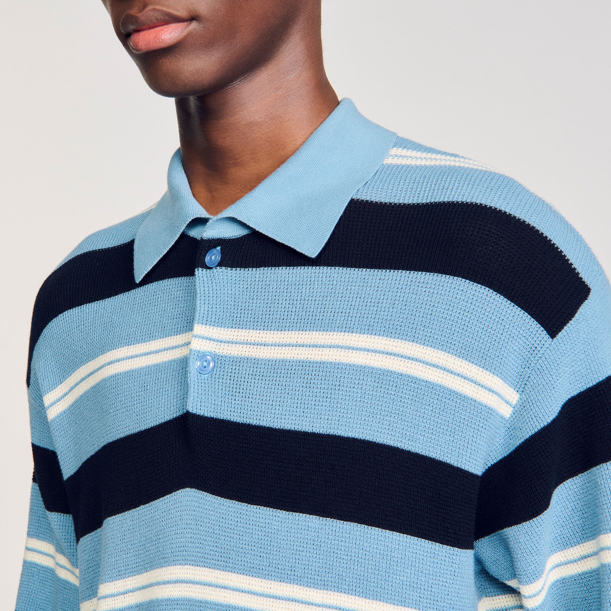 Polo a righe in maglia