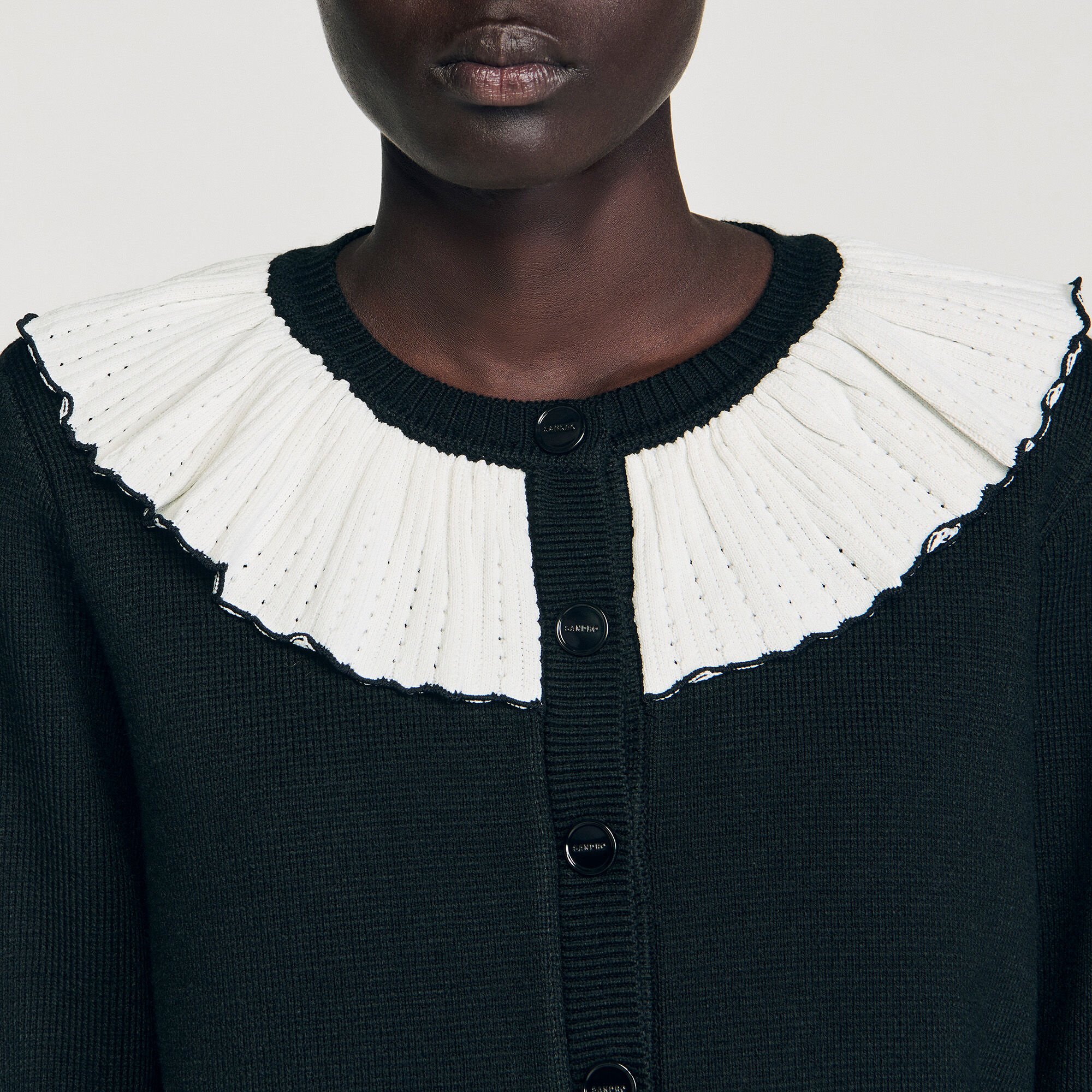 Cardigan con colletto a contrasto