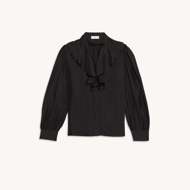 Camicia in seta con collo a jabot