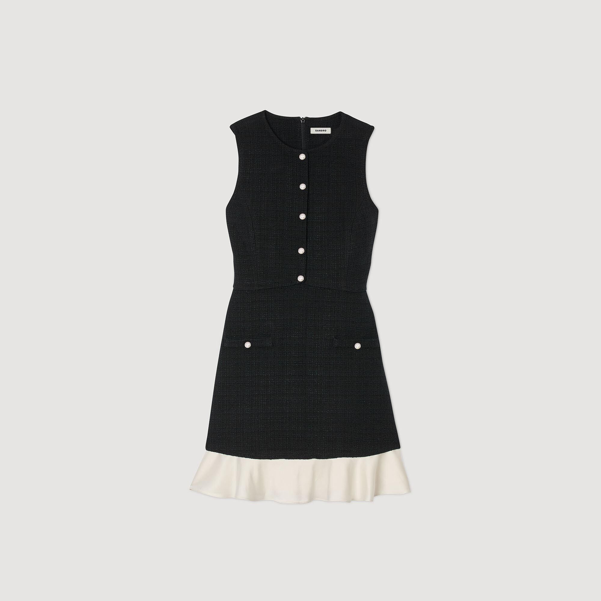 Abito corto in tweed bicolor
