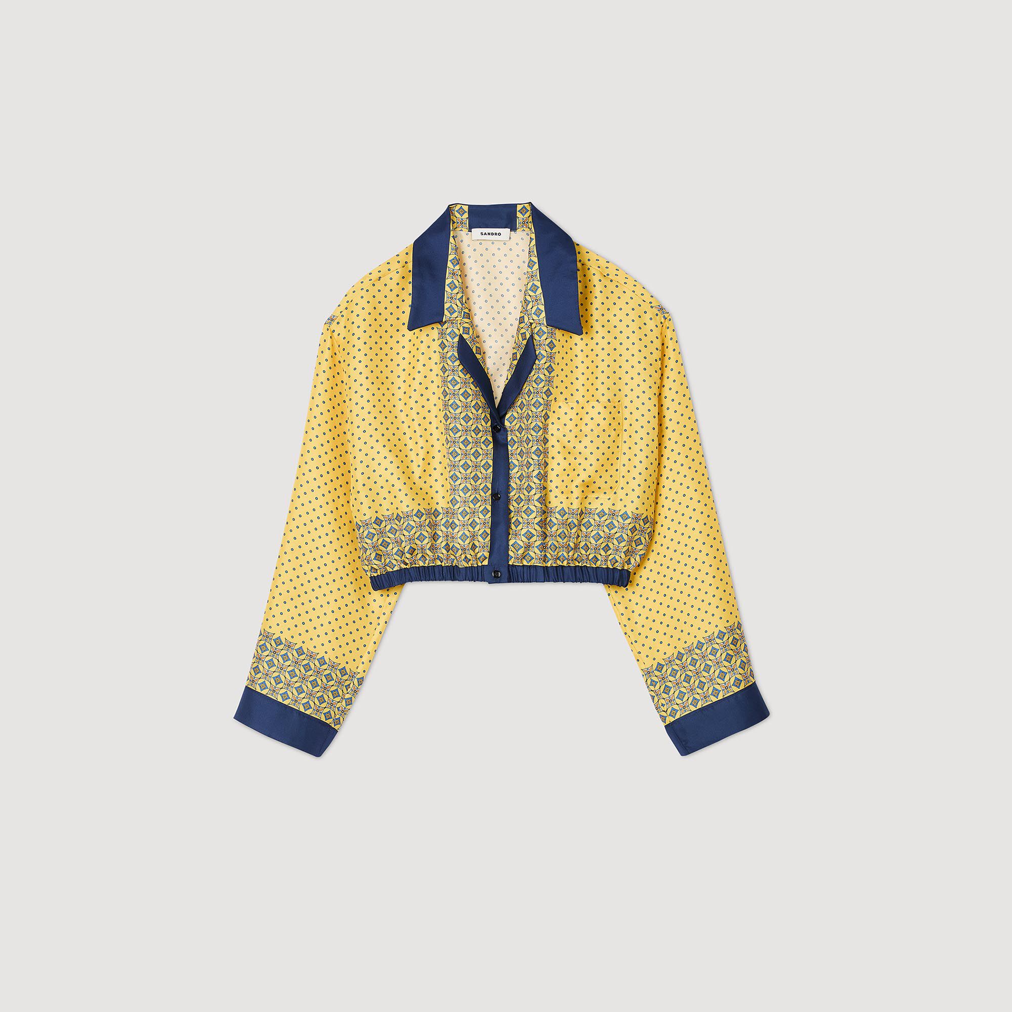 Camicia corta en seta con stampa - Donna | Sandro