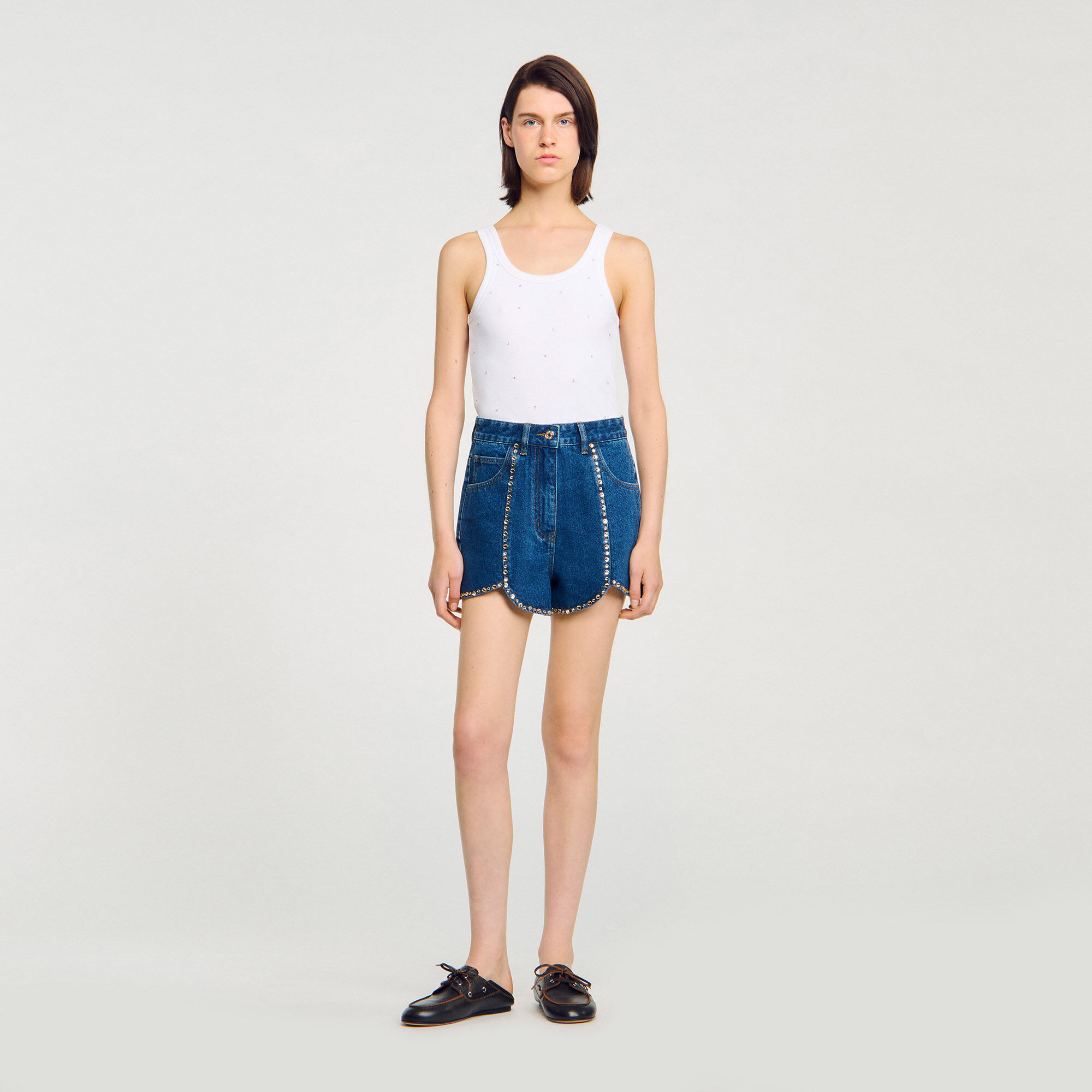 Shorts in denim glitterati