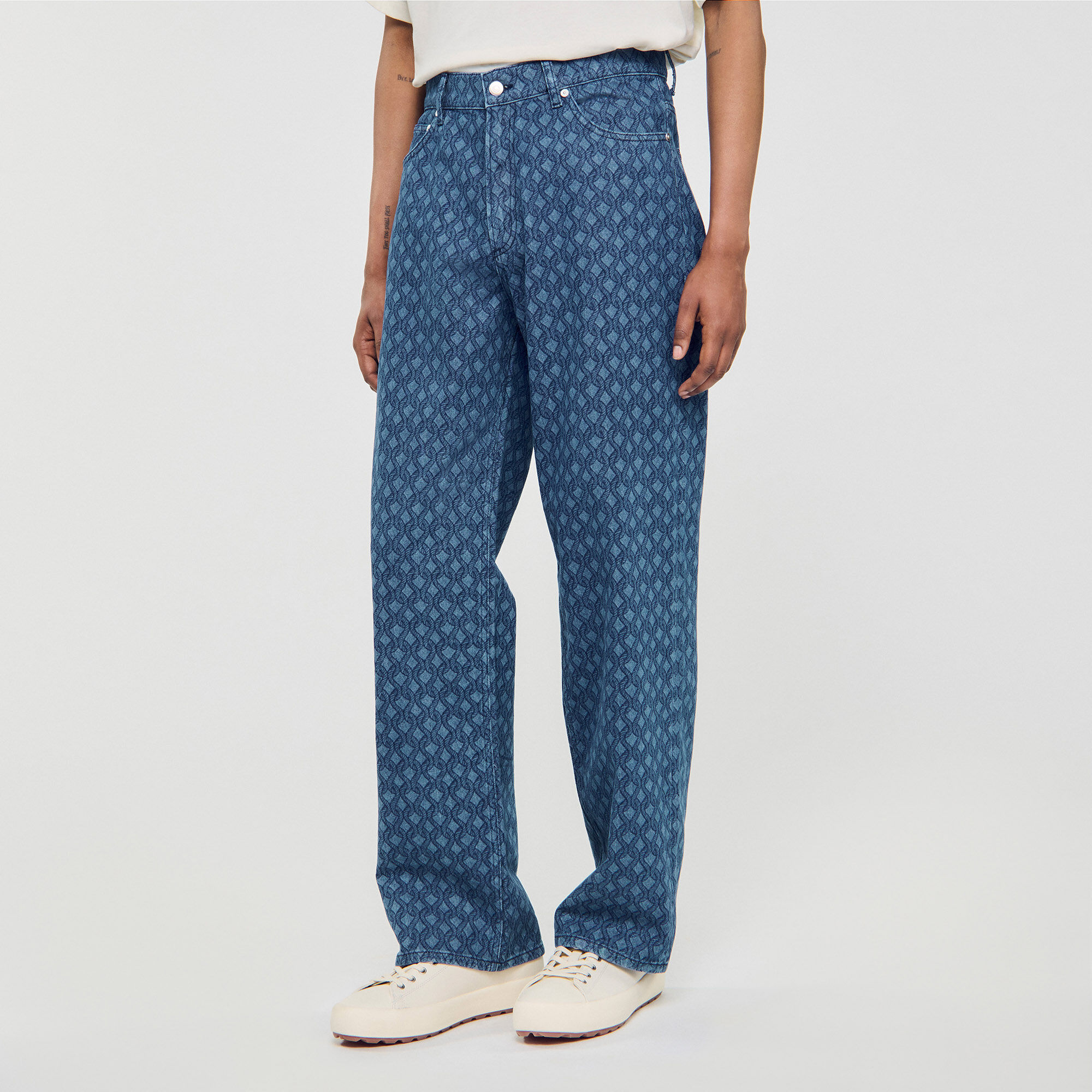 Jeans baggy a motivo corda