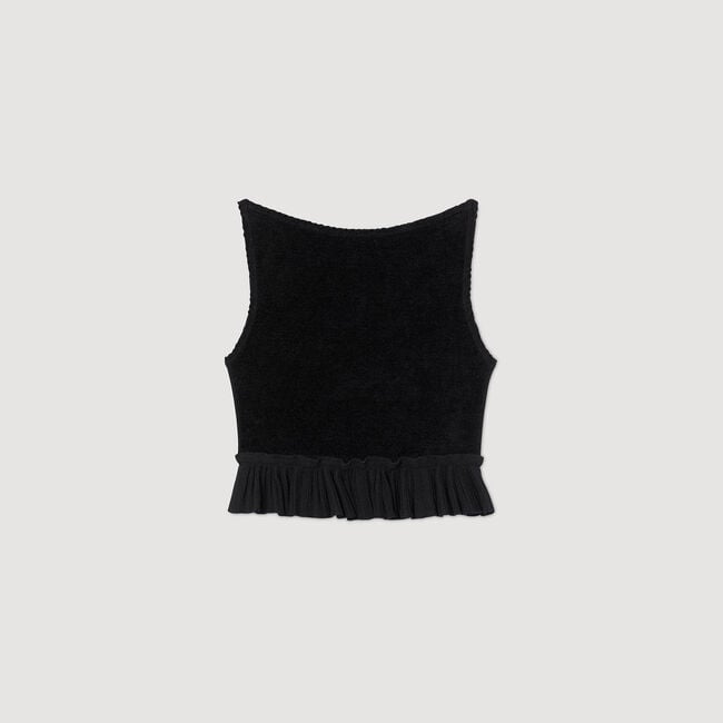 Top corto in maglia con volant
