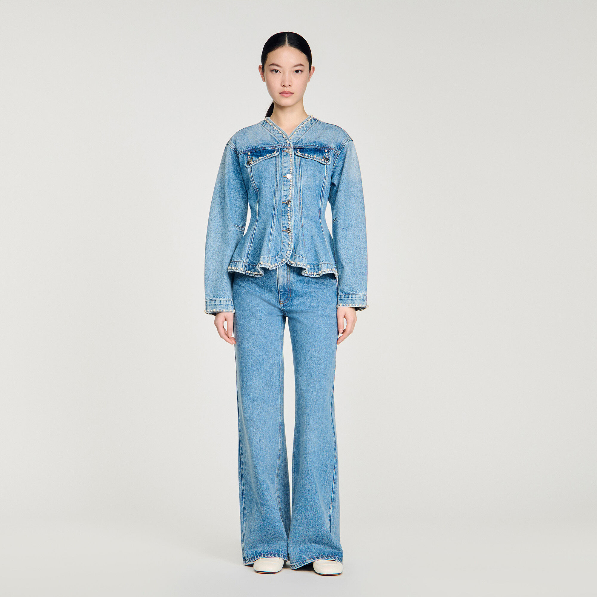 Giubbotto di jeans perlato