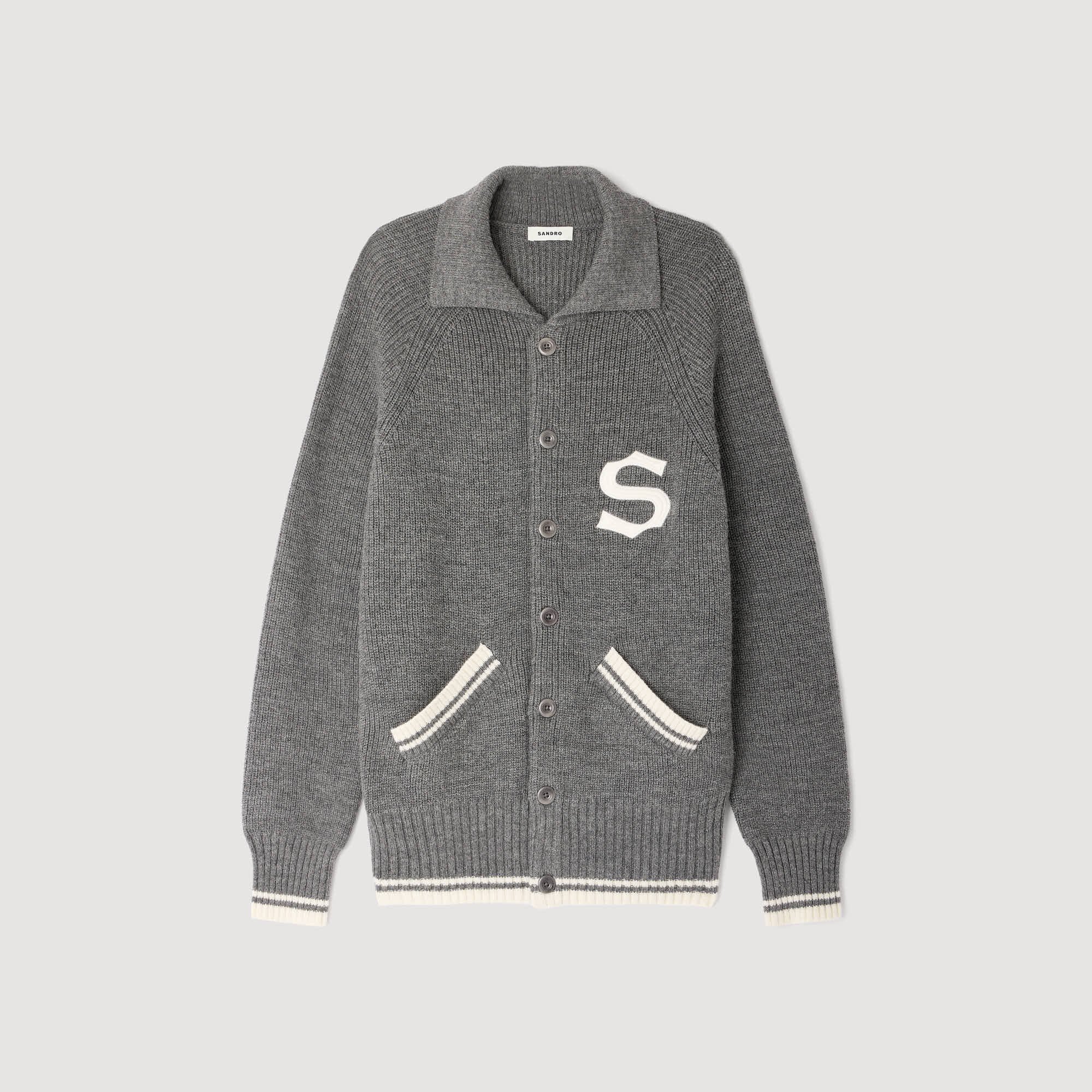 Cardigan in lana con patch S