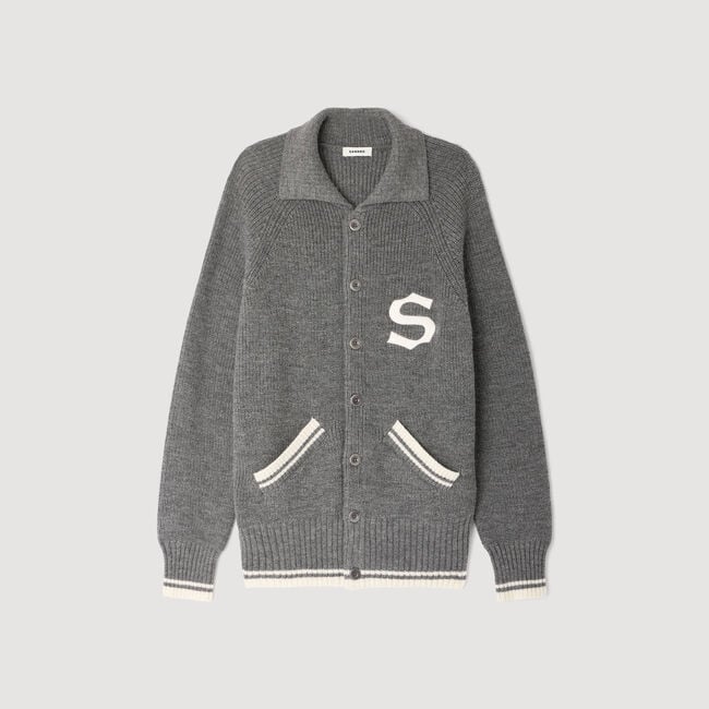 Cardigan in lana con patch S