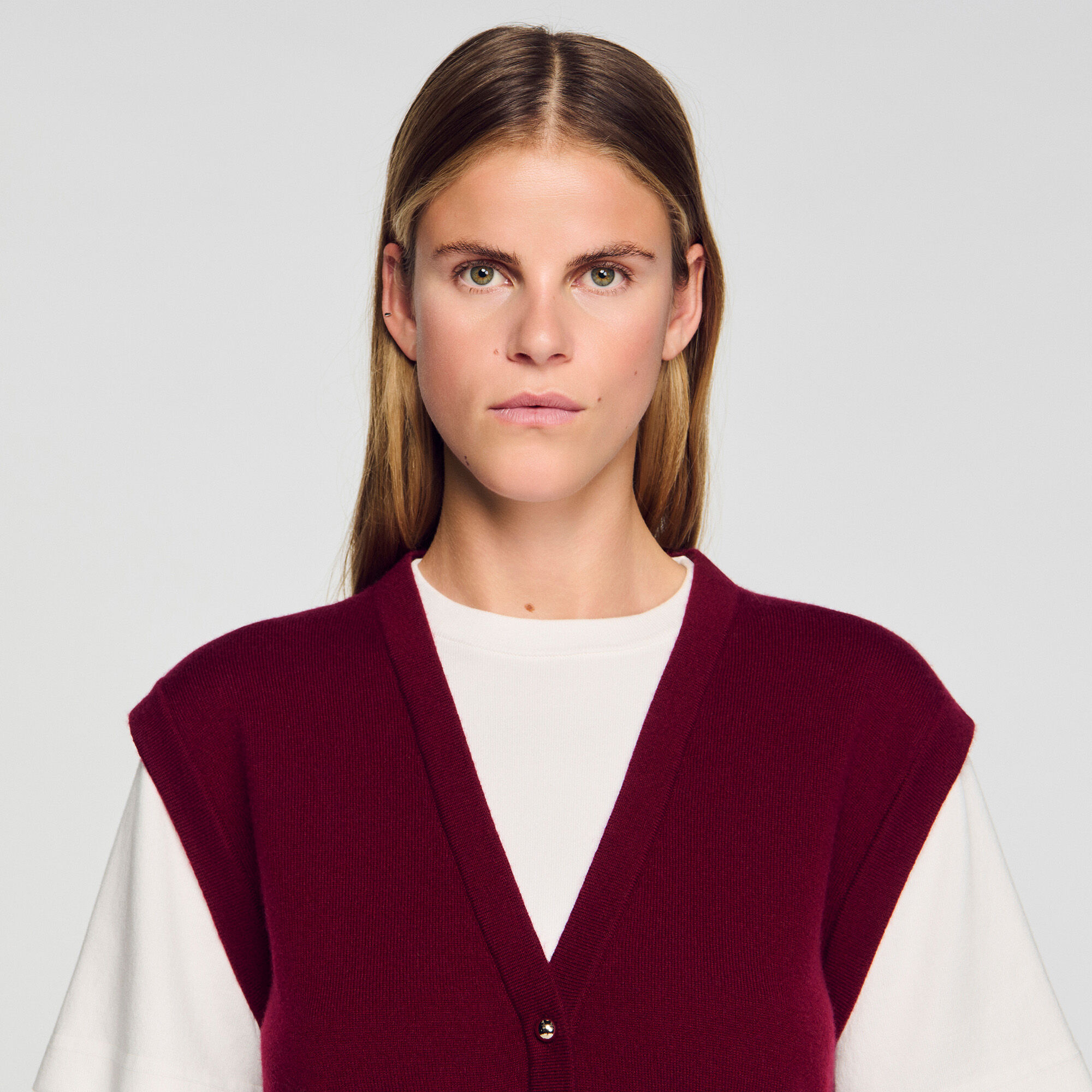 Maglione bicolor in lana e cashmere