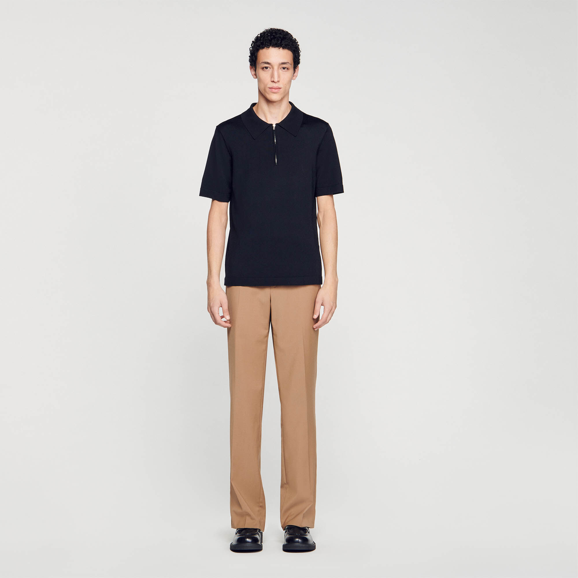 Polo in maglia con colletto con zip