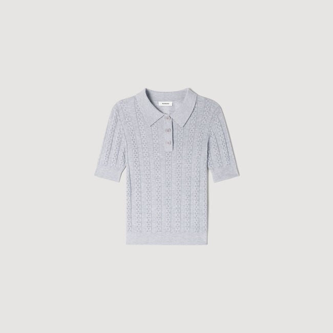 Maglione lana pointelle collo polo